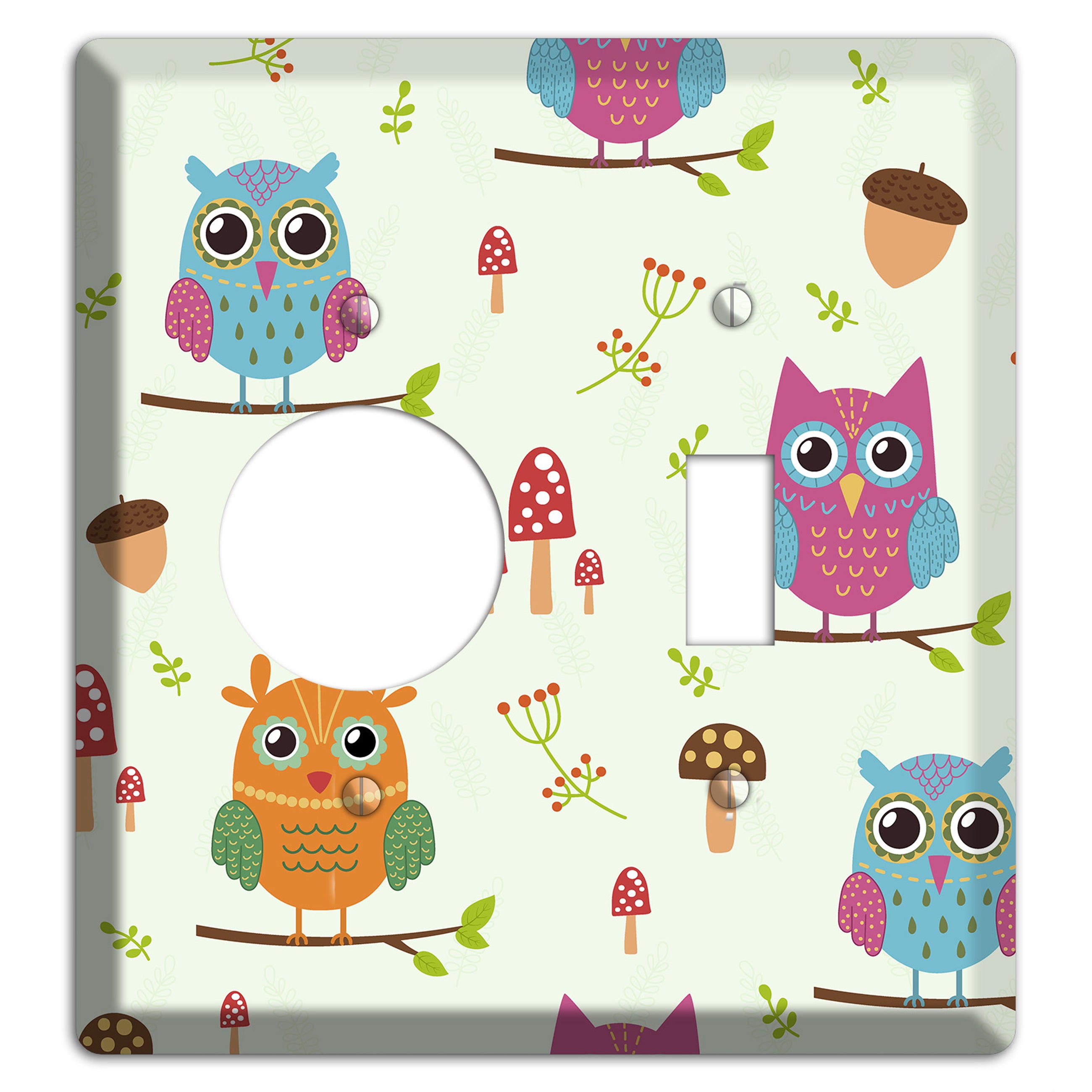 Forest Owls (Mint) Receptacle / Toggle Wallplate