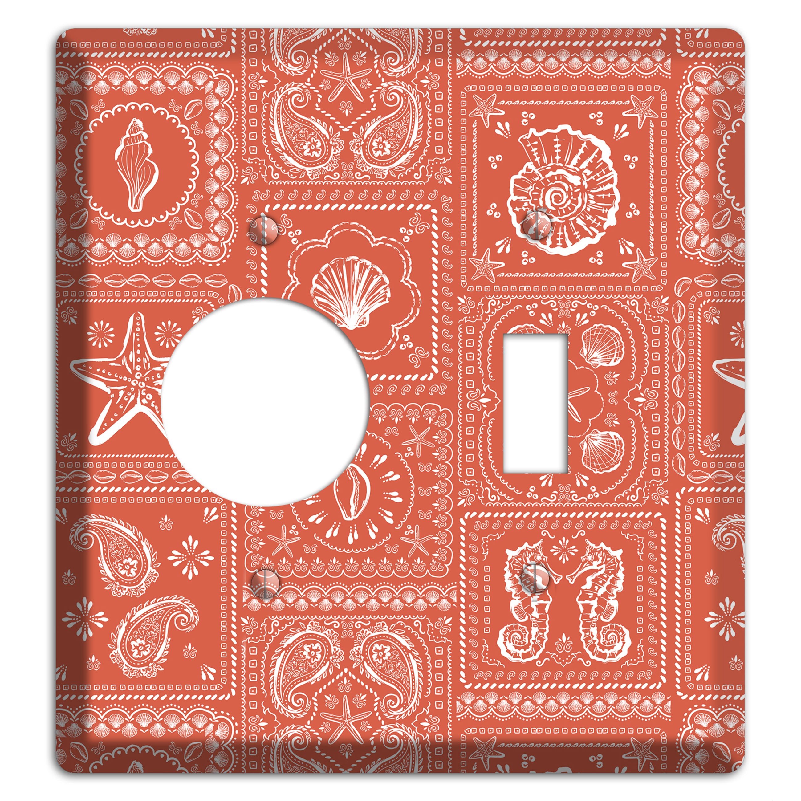 Terracotta Shell Patchwork Receptacle / Toggle Wallplate