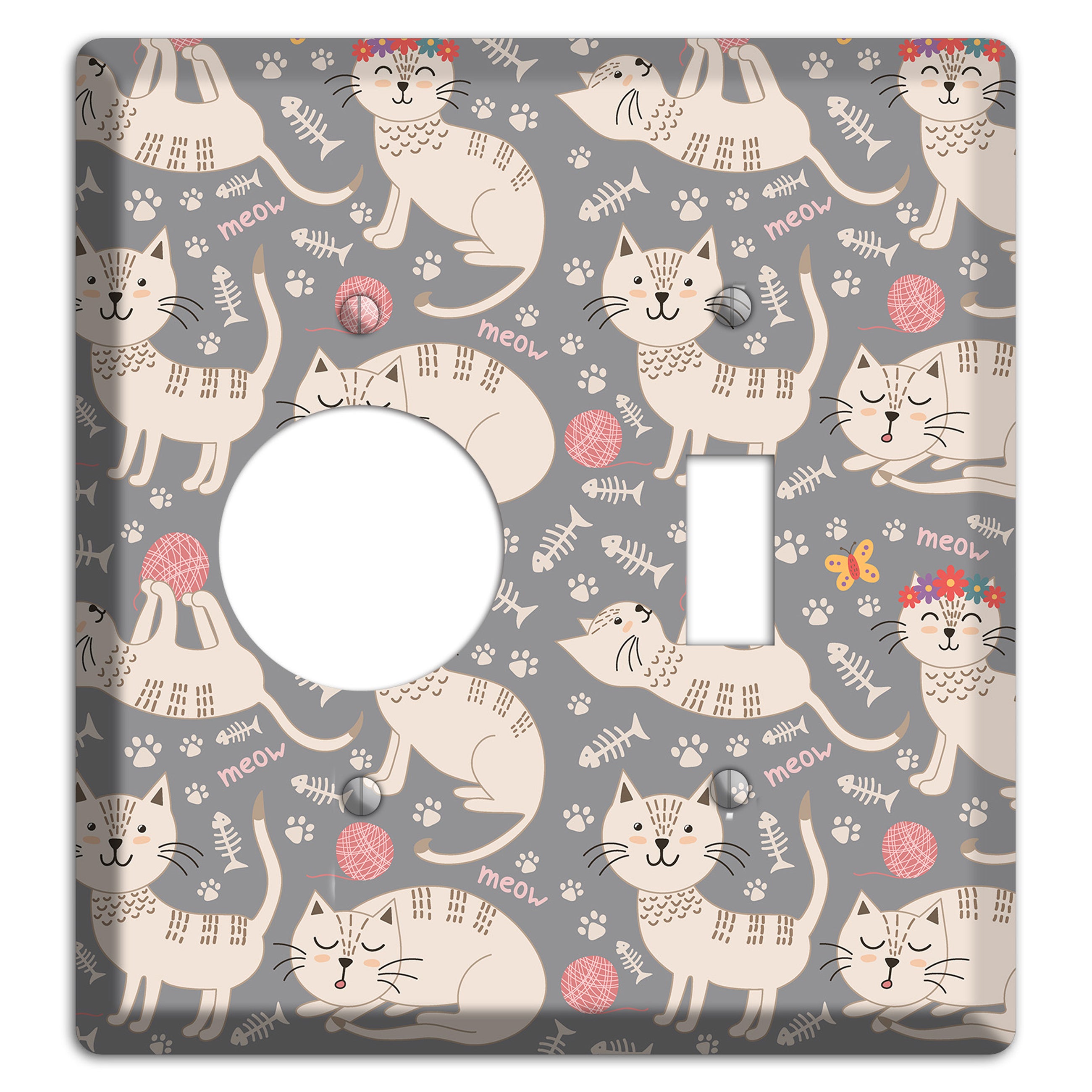 Meow Mix (Gray) Receptacle / Toggle Wallplate