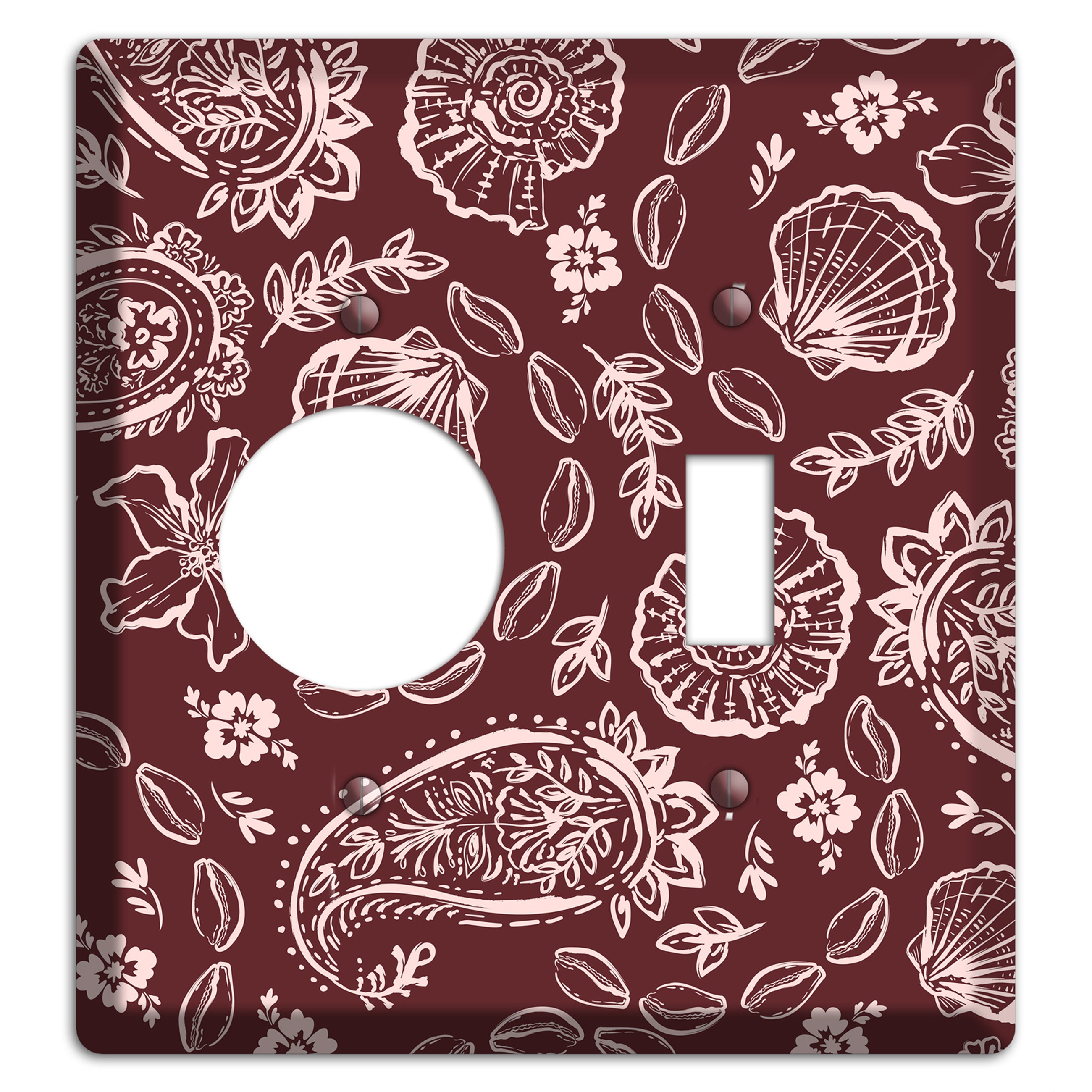 Crimson Shell Paisley Receptacle / Toggle Wallplate
