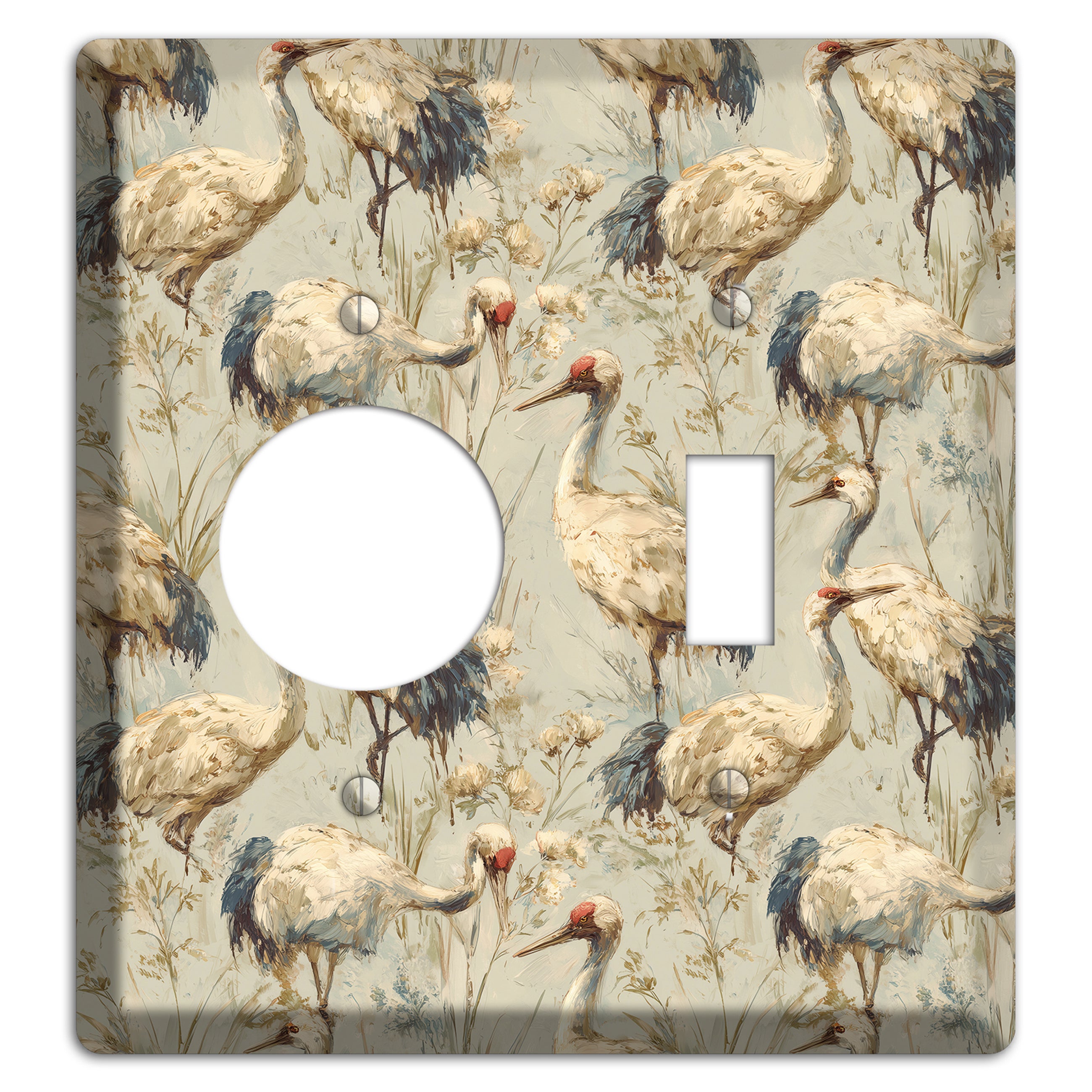 Driftwood Crane Marsh Receptacle / Toggle Wallplate