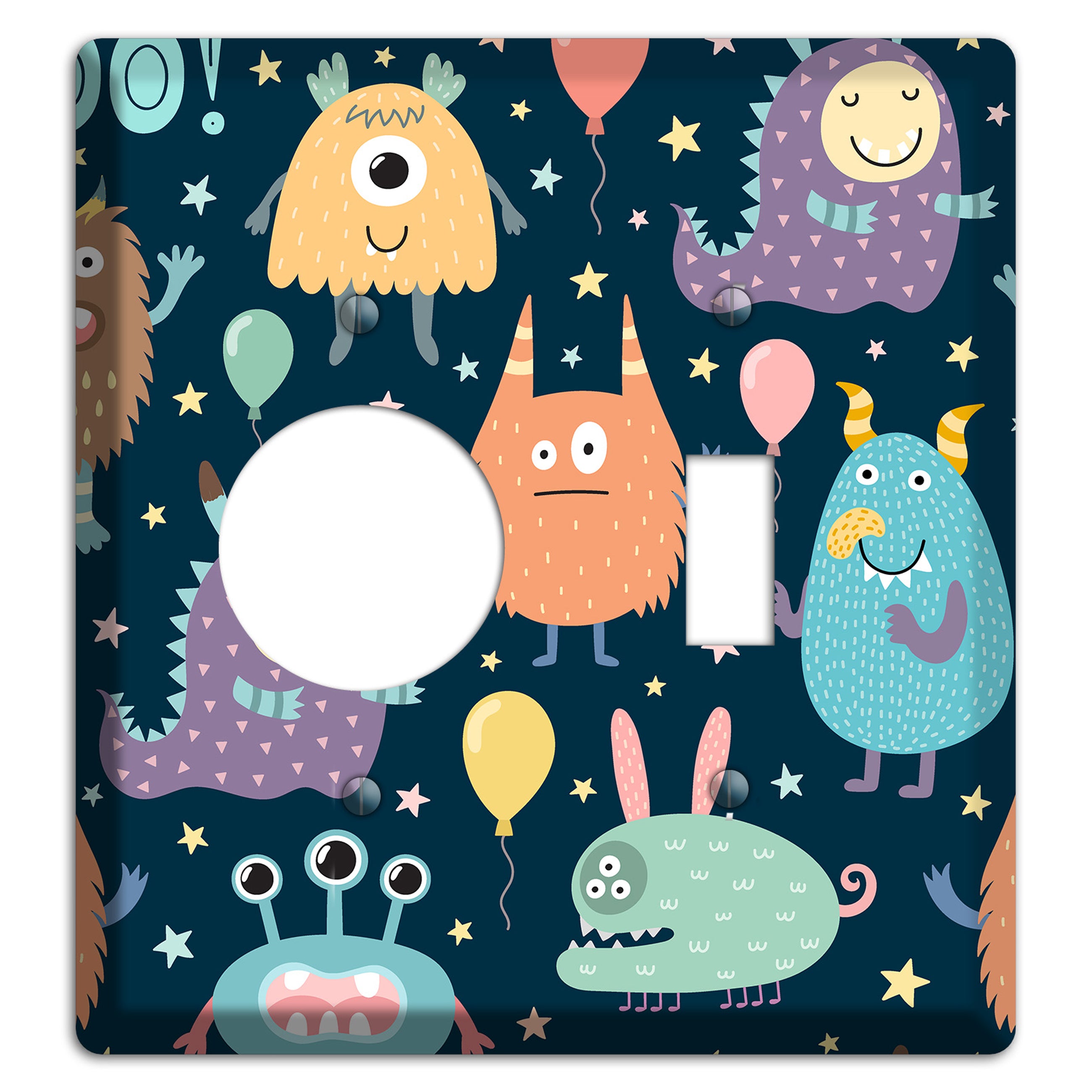 Monster Parade (Navy) Receptacle / Toggle Wallplate