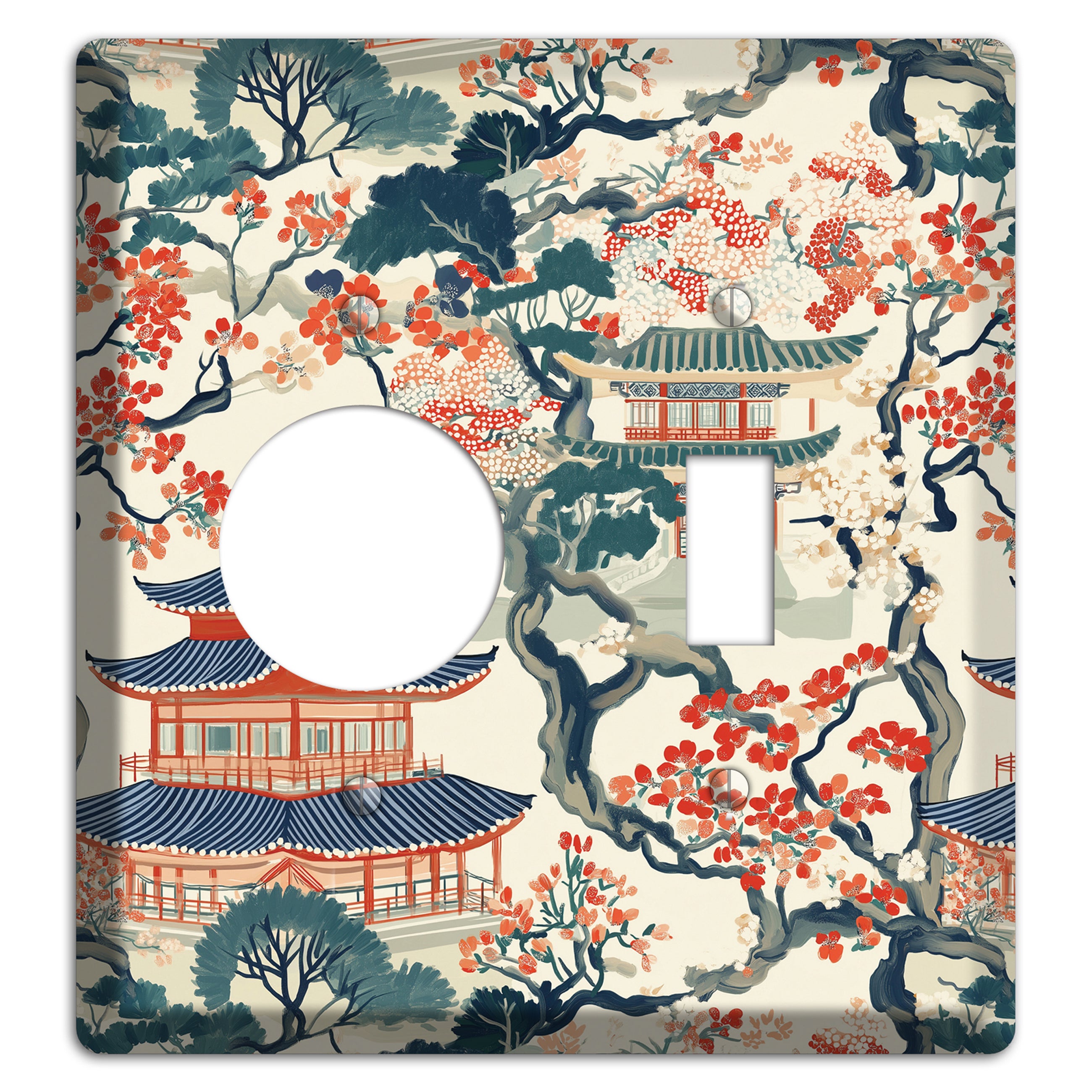 Blossom & Pagoda Receptacle / Toggle Wallplate