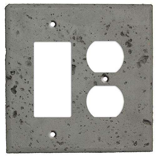 Dark Gray Stone Rocker / Duplex Outlet Cover Plate