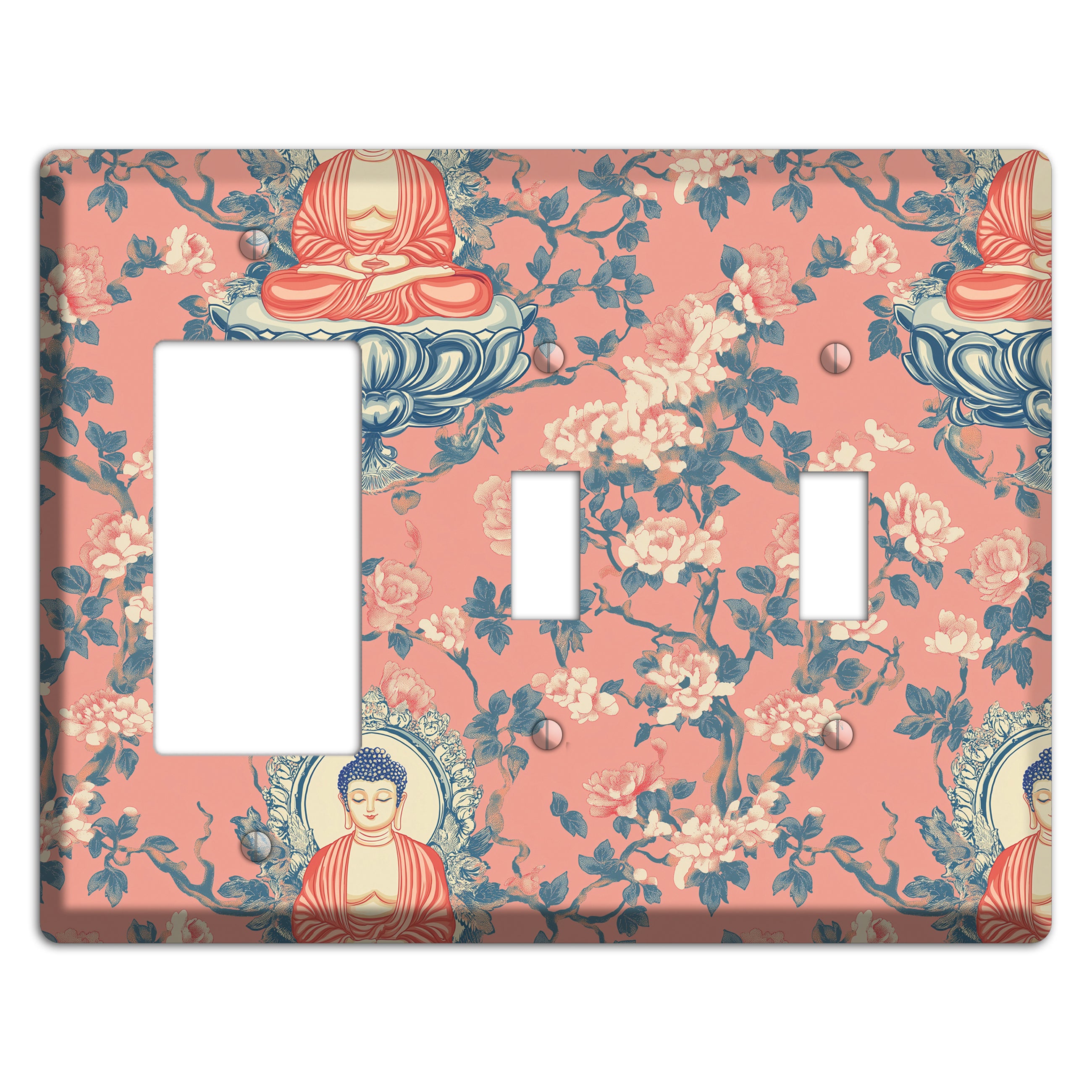 Lotus & Blossom Rocker / 2 Toggle Wallplate