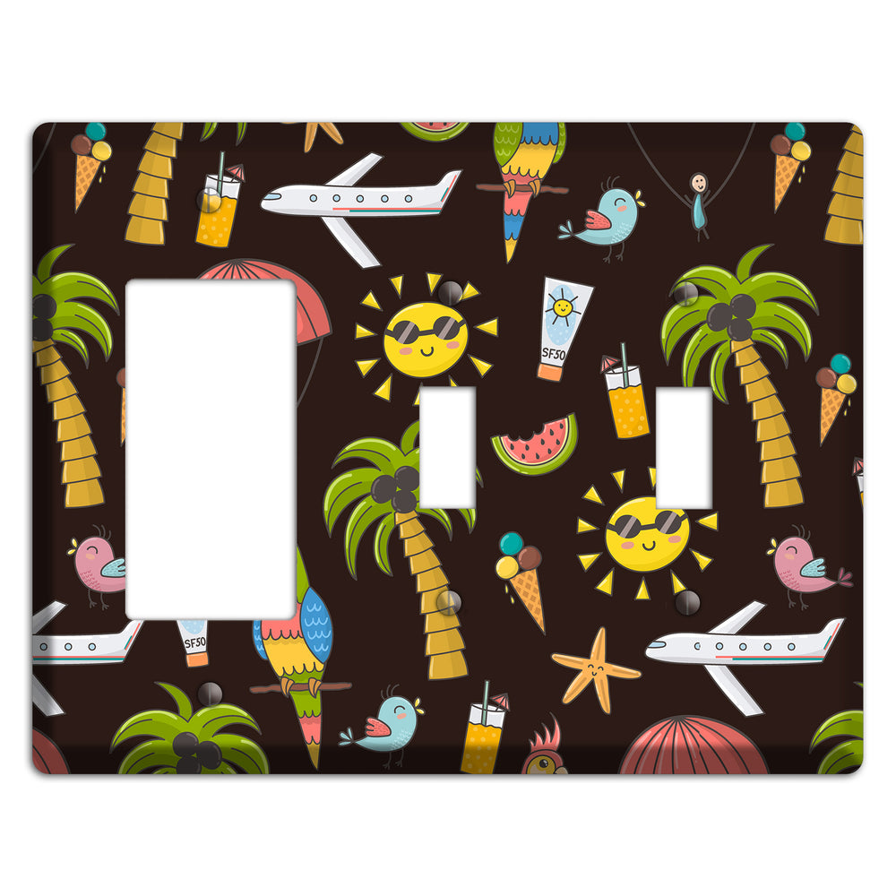 Sunset Tropics Rocker / 2 Toggle Wallplate
