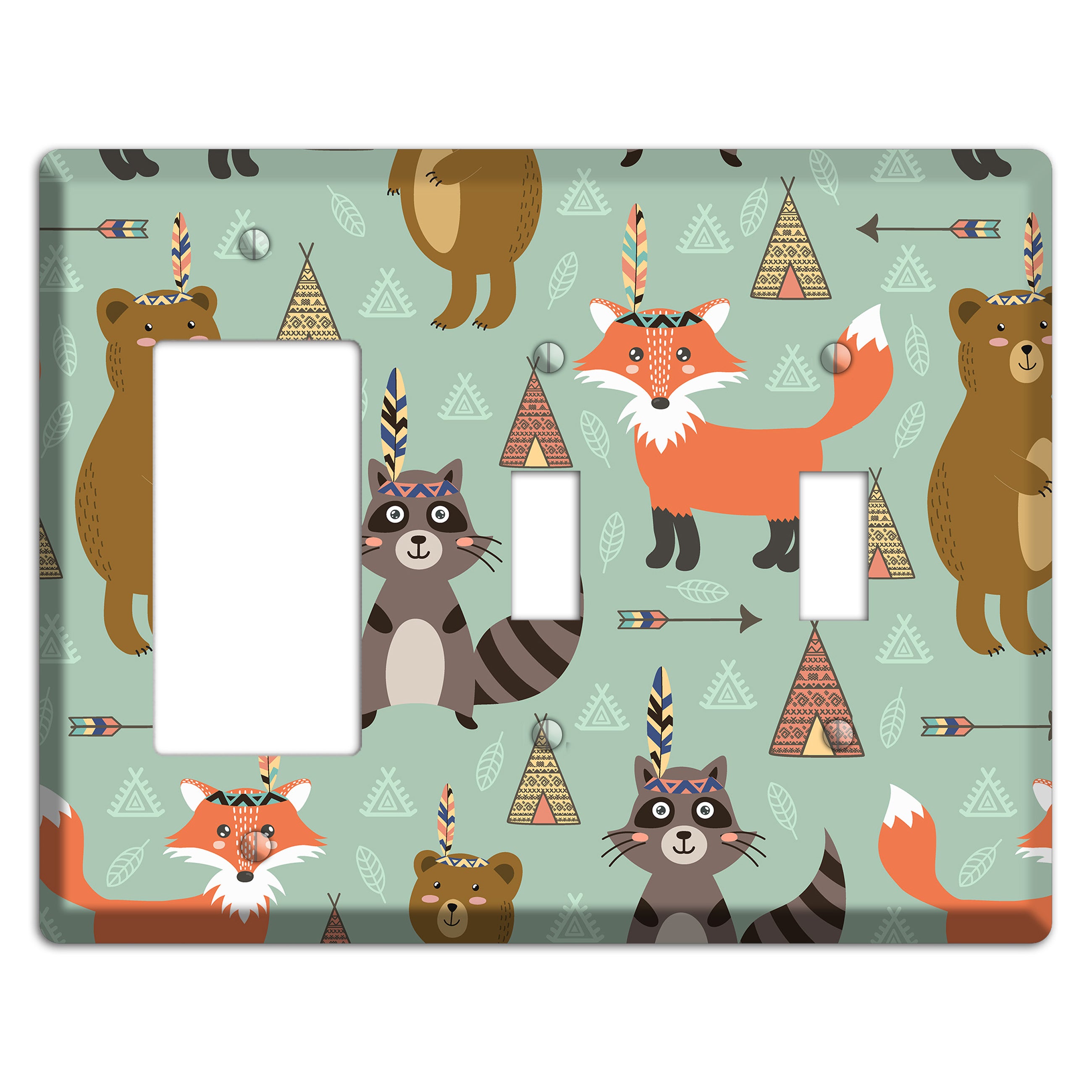 Tribal Woodland Camp Rocker / 2 Toggle Wallplate