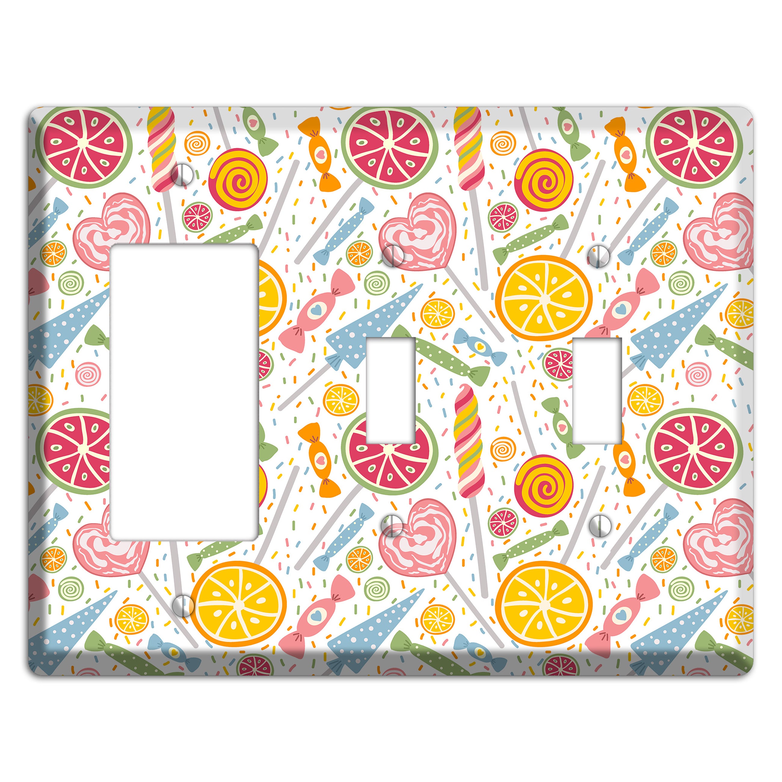 Candy Carnival (White) Rocker / 2 Toggle Wallplate
