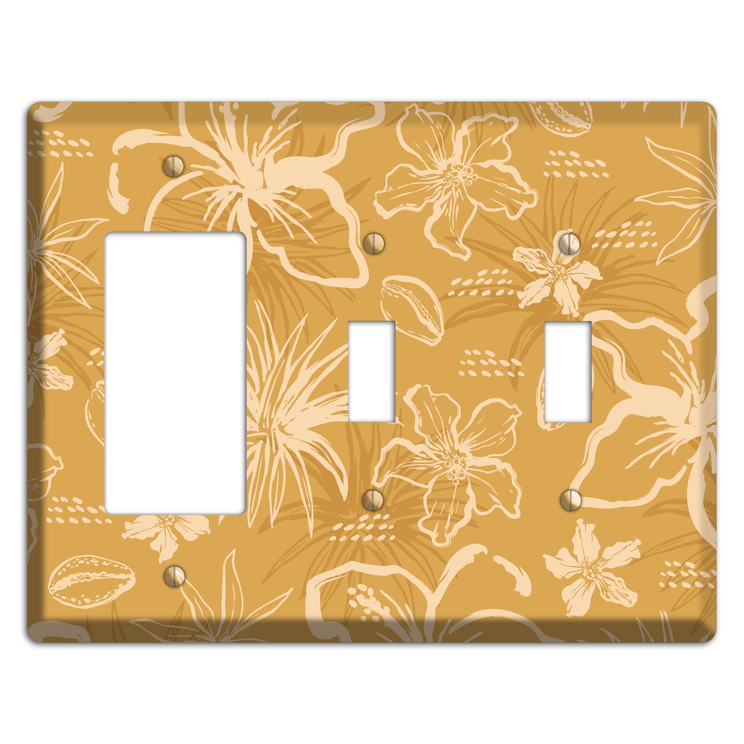 Golden Hibiscus Drift Rocker / 2 Toggle Wallplate