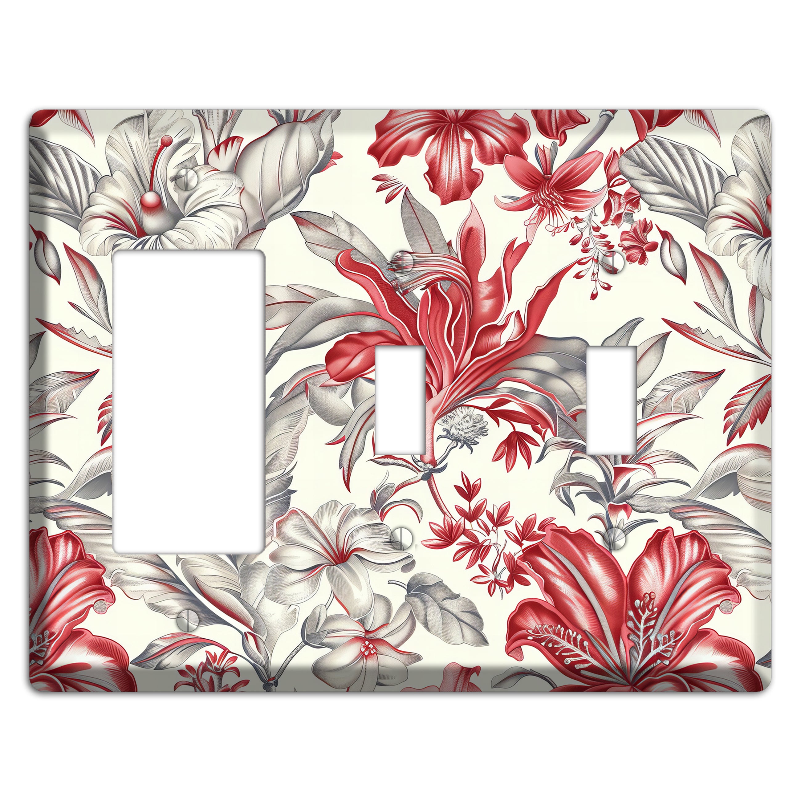 Crimson Botanica Rocker / 2 Toggle Wallplate