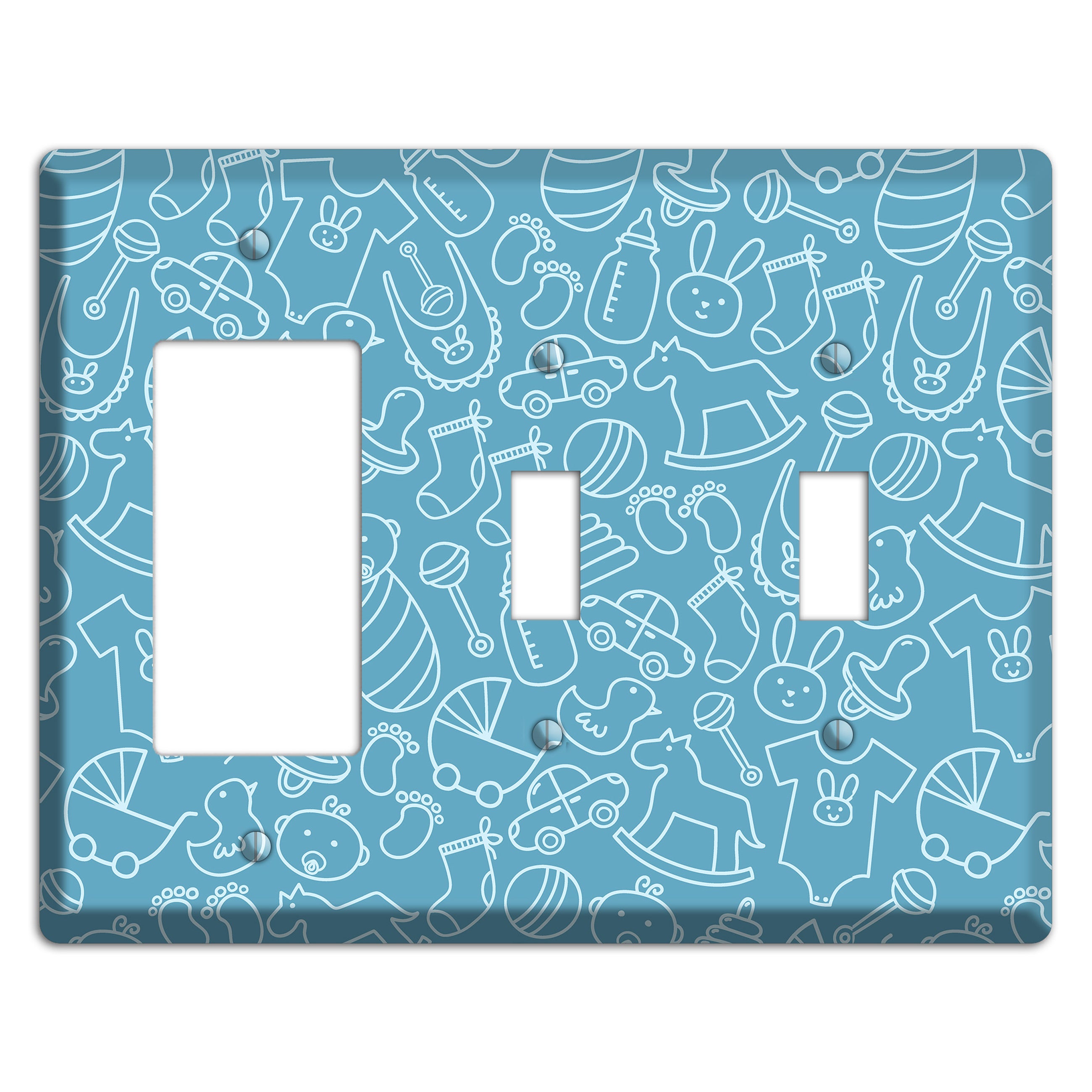 Line Art Baby Blue Rocker / 2 Toggle Wallplate