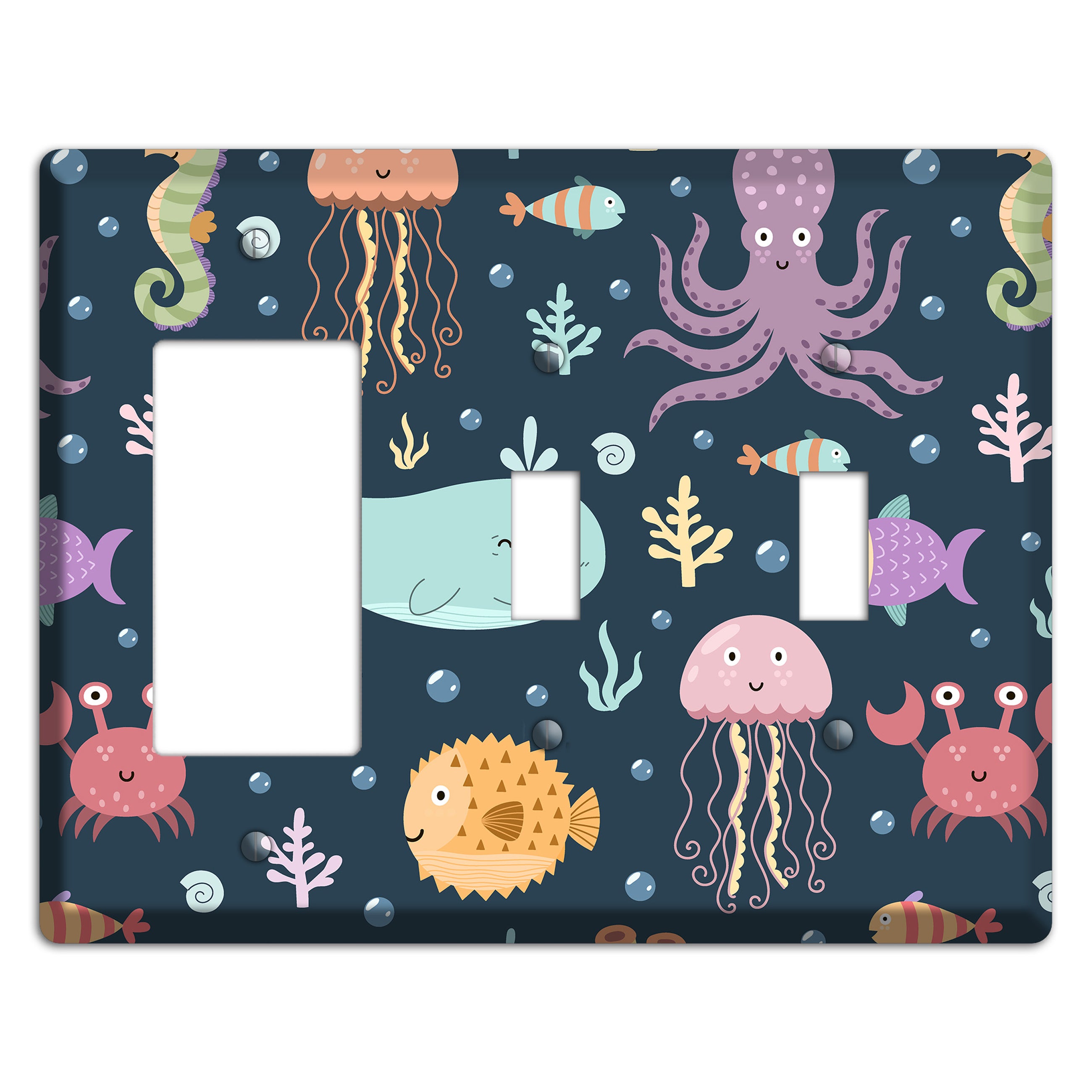 Deep Sea Cuties Rocker / 2 Toggle Wallplate