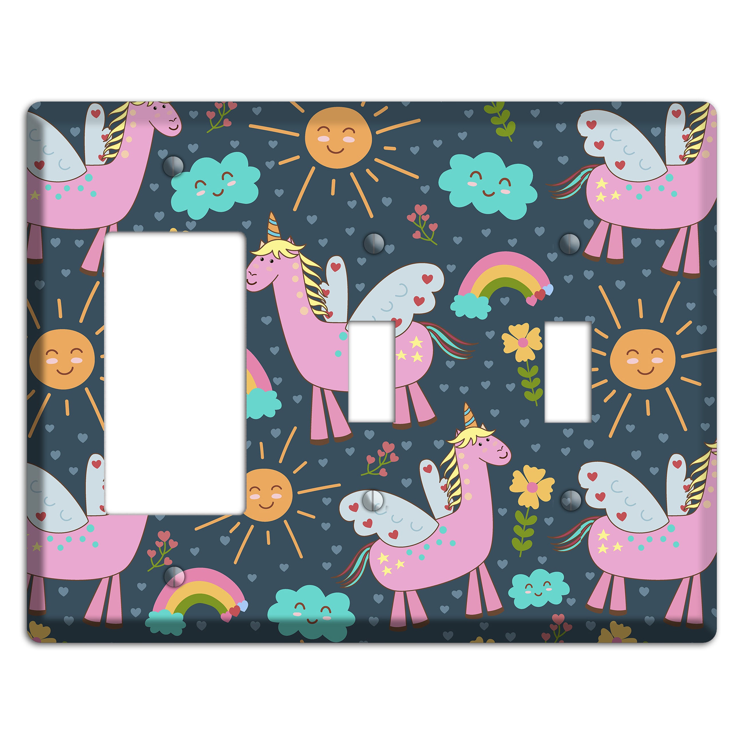 Magic Meadow (Navy) Rocker / 2 Toggle Wallplate