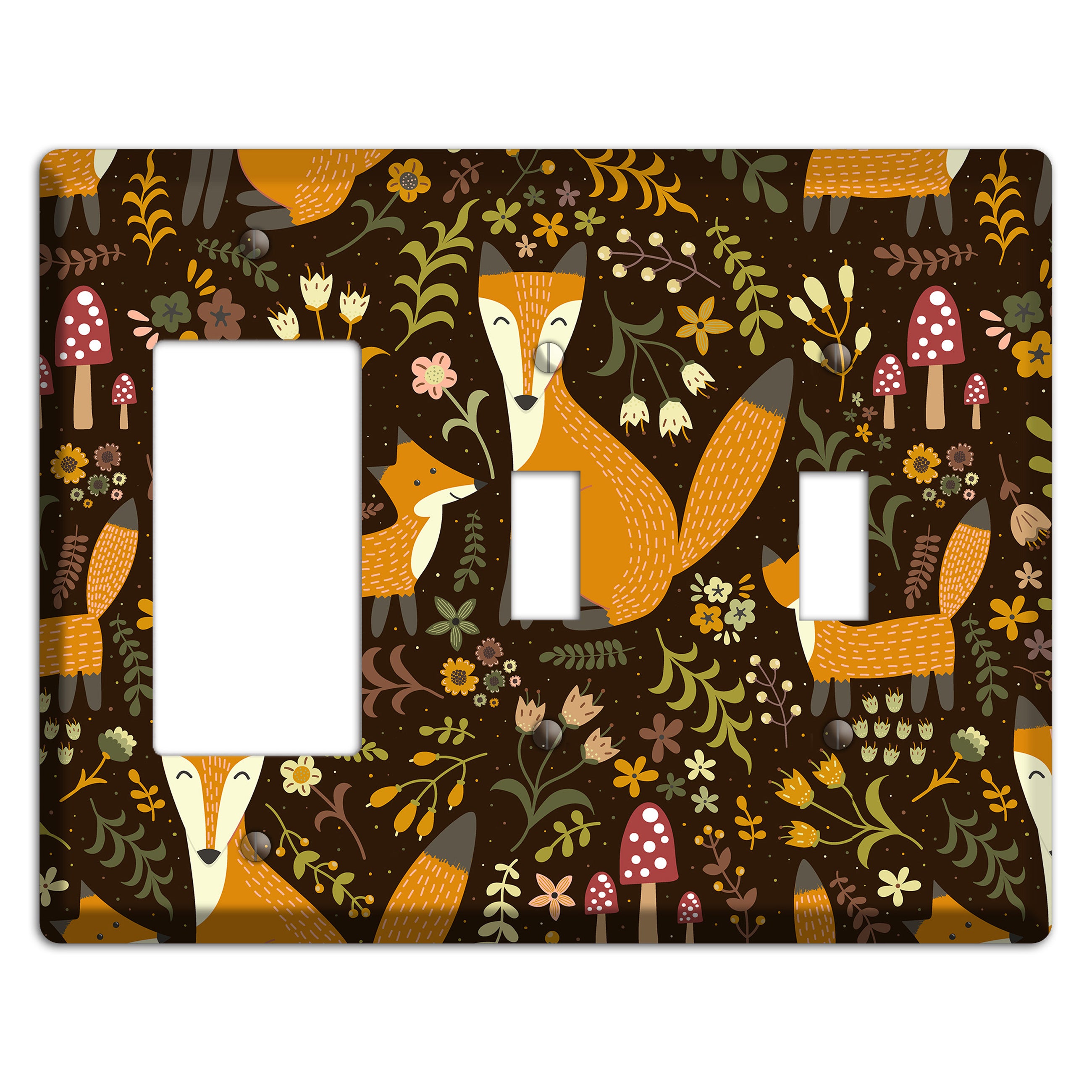 Fox Garden (Chocolate) Rocker / 2 Toggle Wallplate