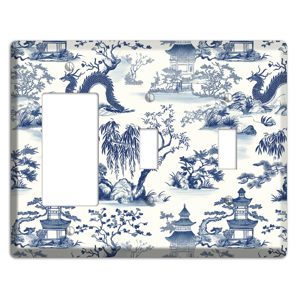 Dragon & Pagoda Rocker / 2 Toggle Wallplate