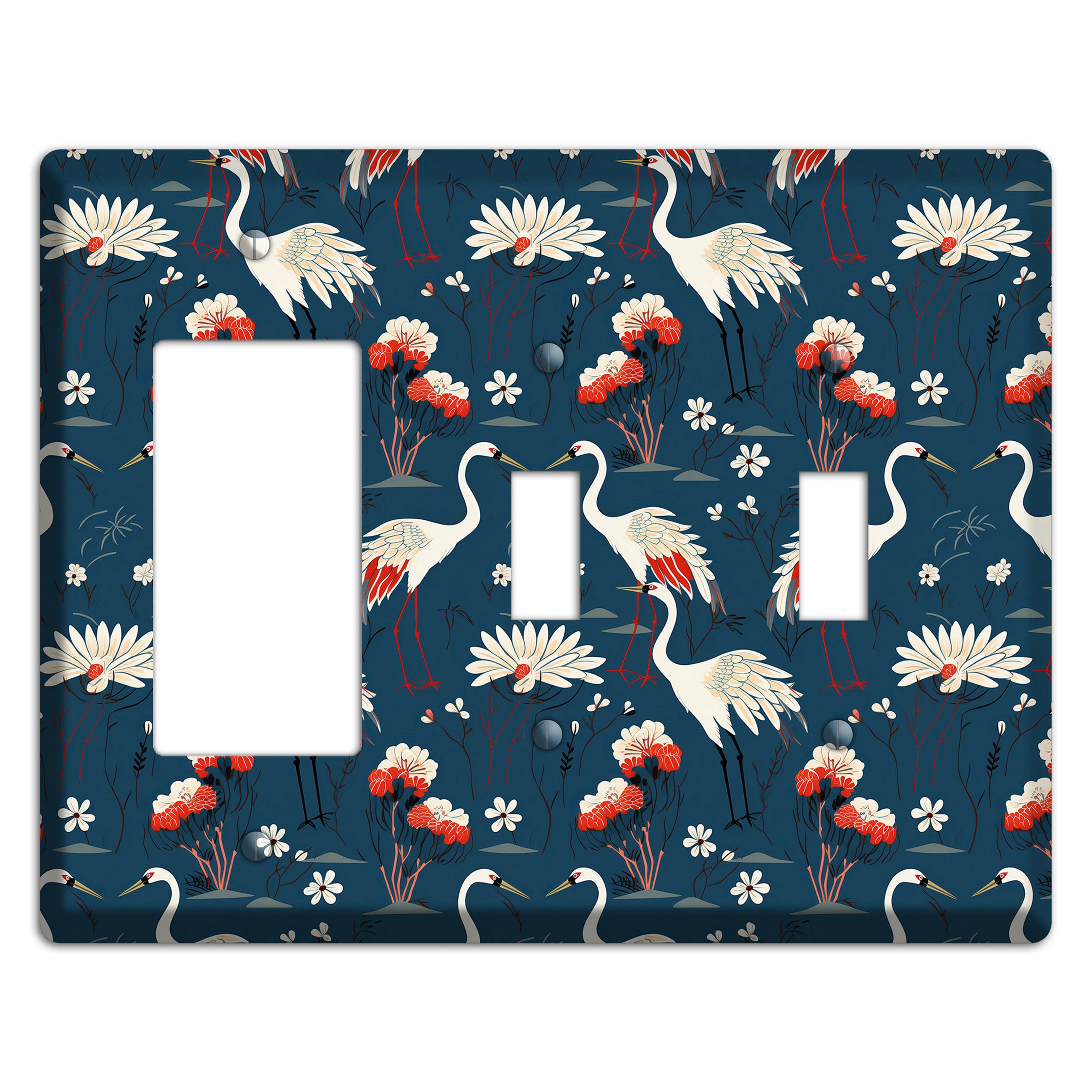 Sapphire Crane Meadow Rocker / 2 Toggle Wallplate