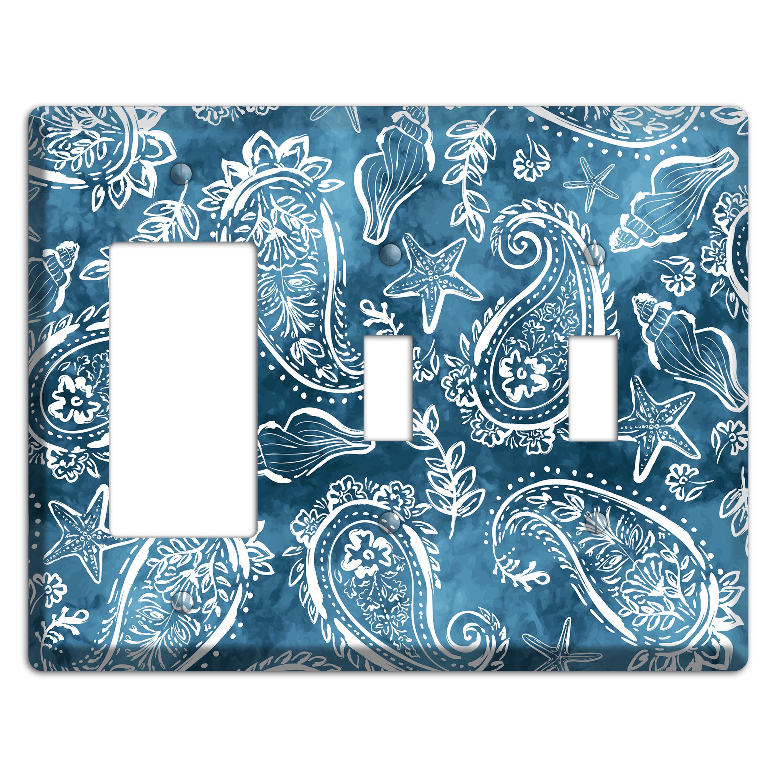 Indigo Tide Paisley Rocker / 2 Toggle Wallplate