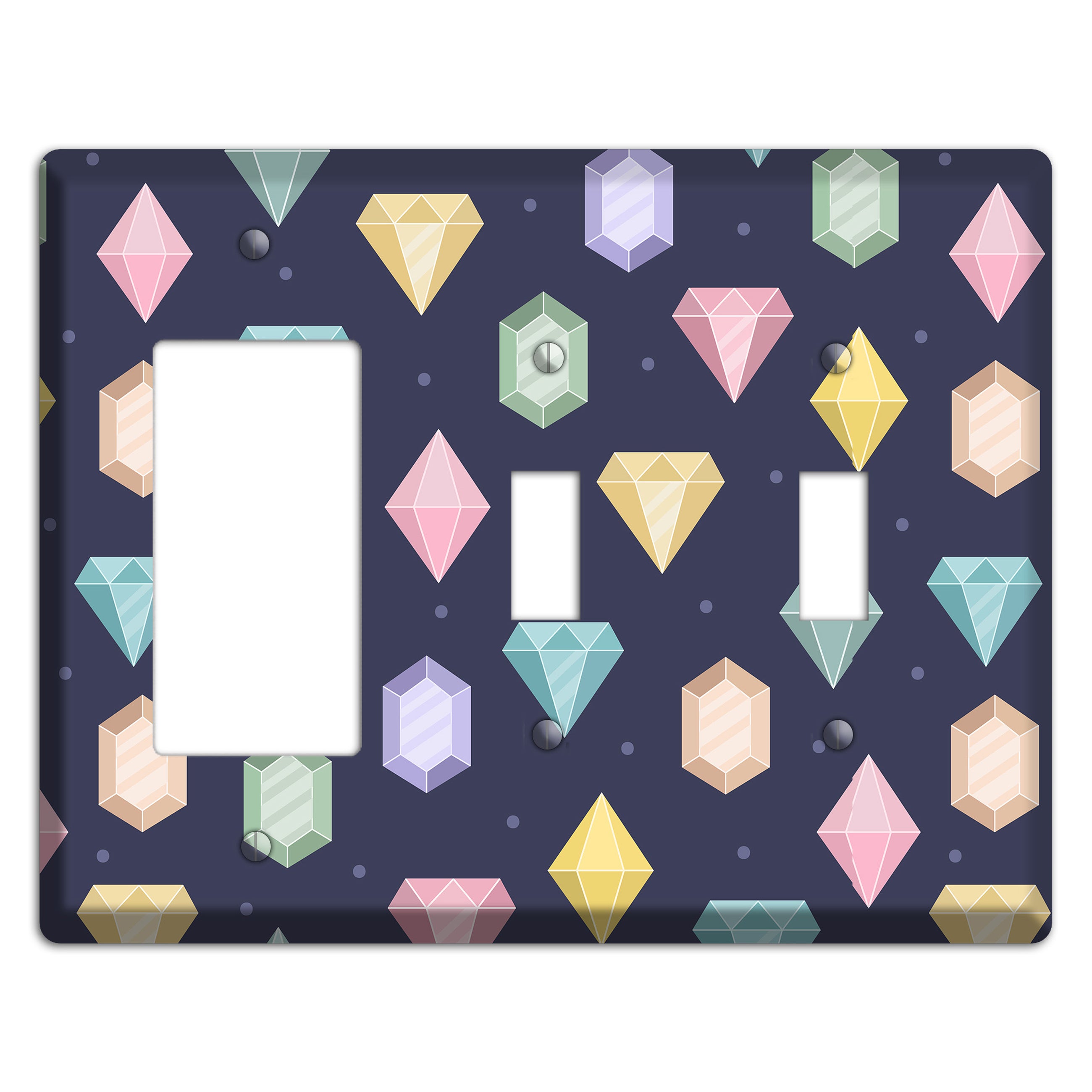Sparkle Gems Rocker / 2 Toggle Wallplate
