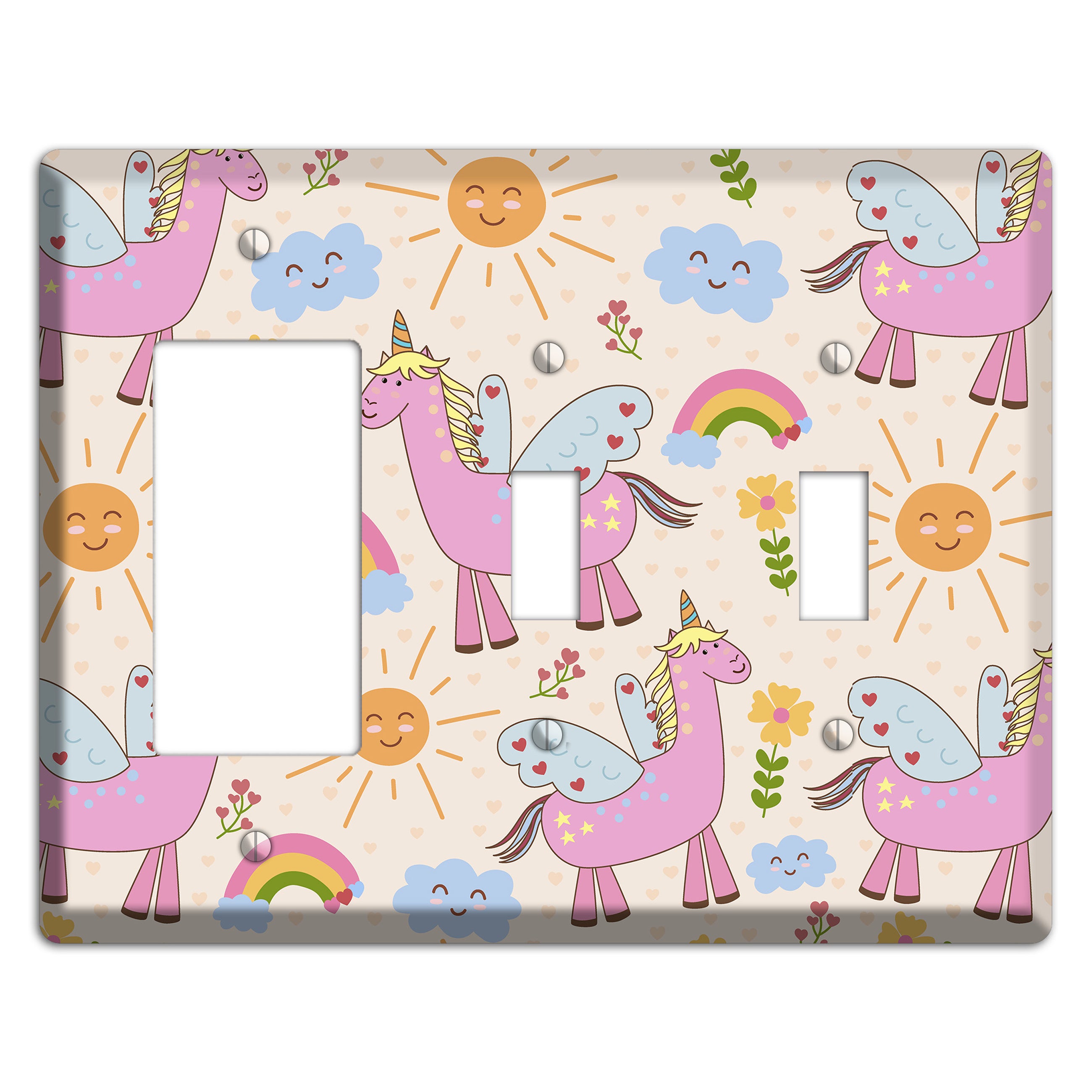 Magic Meadow (Peach) Rocker / 2 Toggle Wallplate