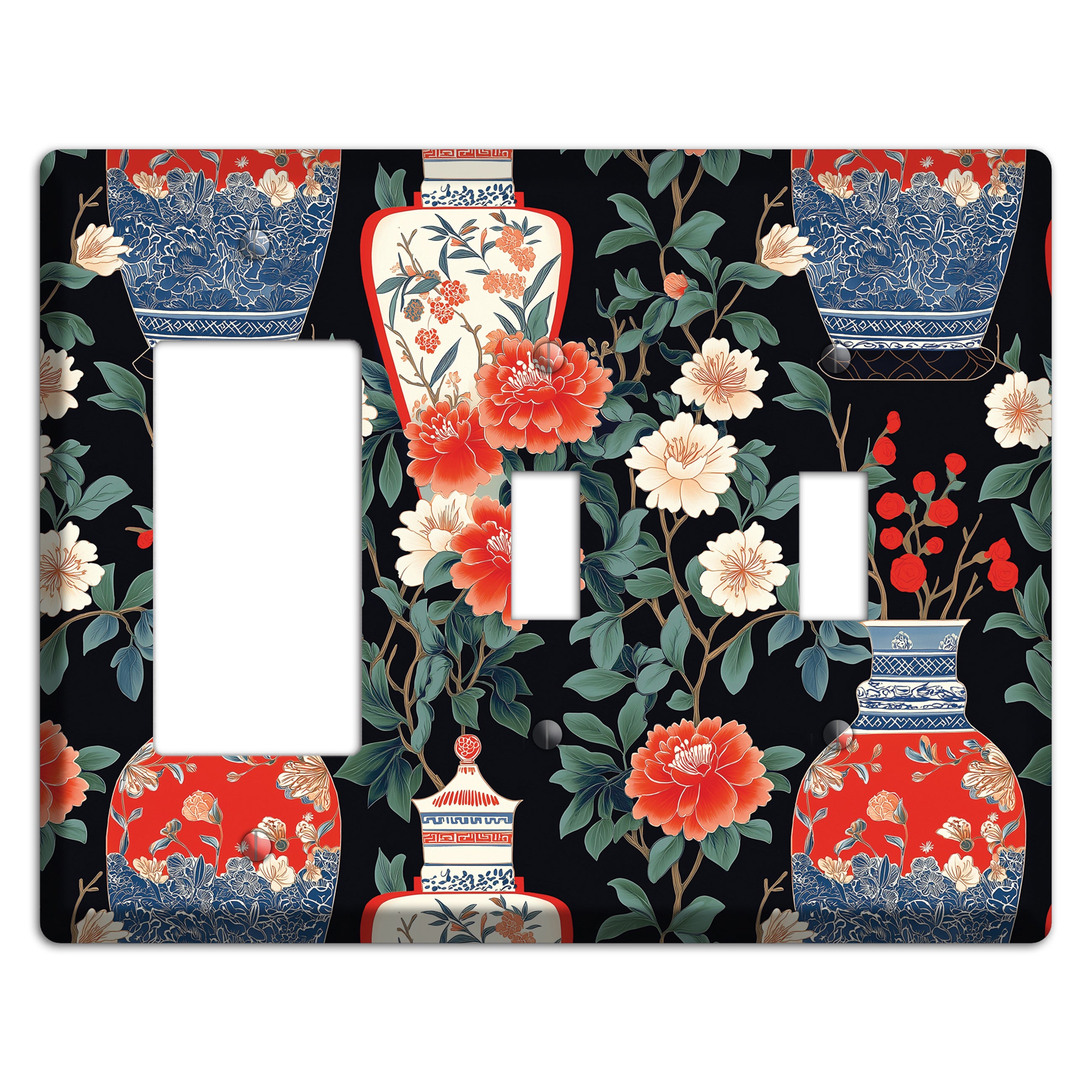 Porcelain Garden Dusk Rocker / 2 Toggle Wallplate