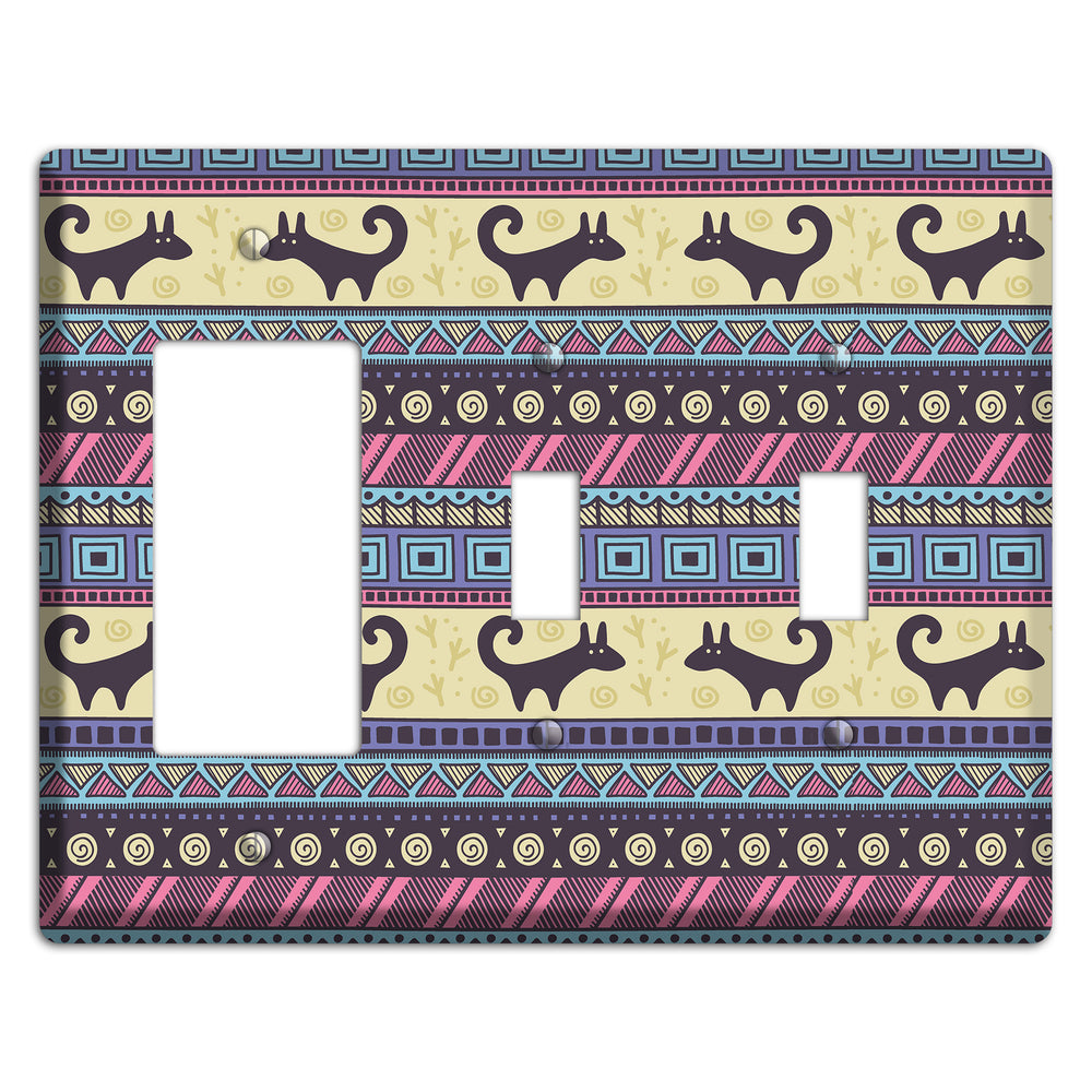 Folk Fox Stripes Rocker / 2 Toggle Wallplate