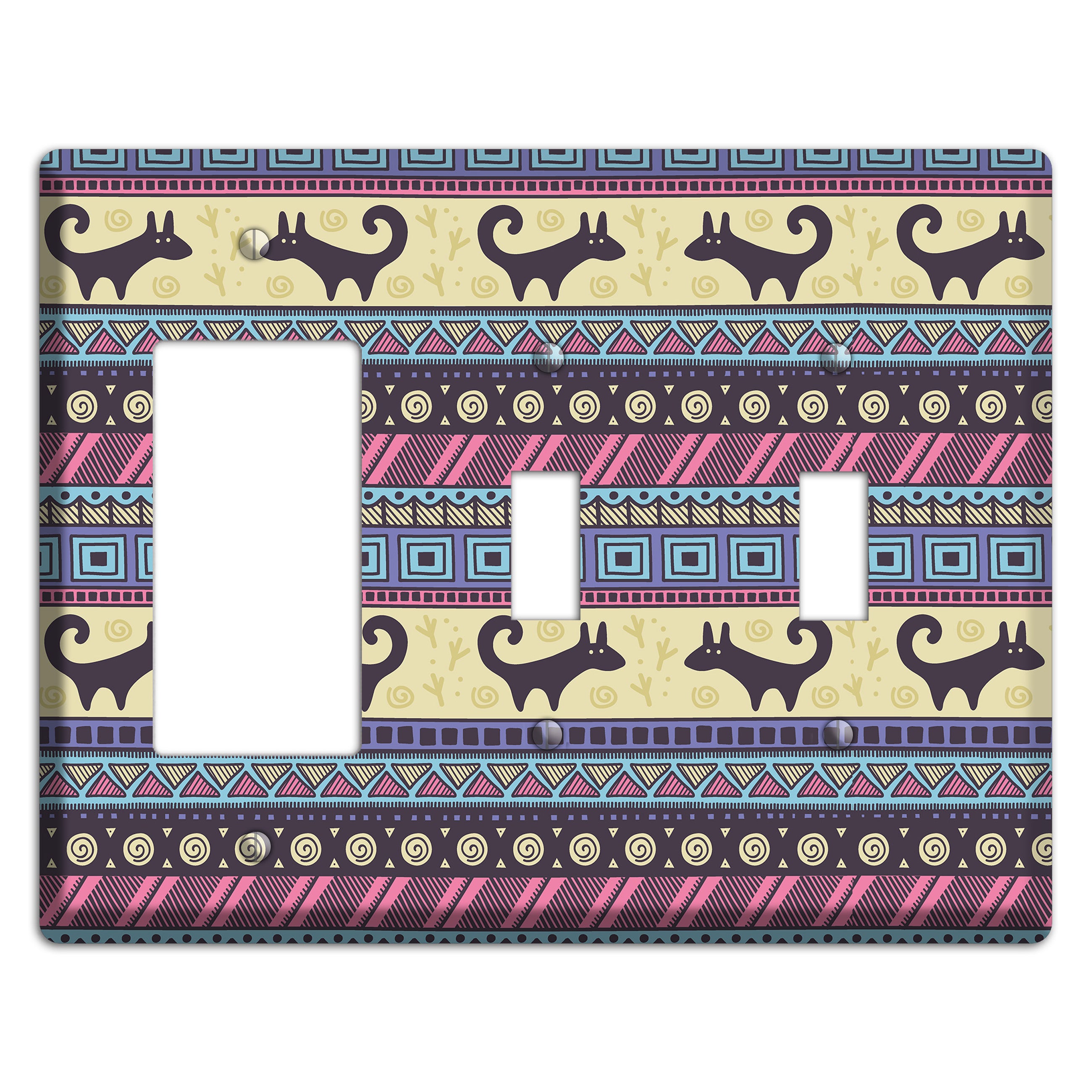 Folk Fox Stripes Rocker / 2 Toggle Wallplate