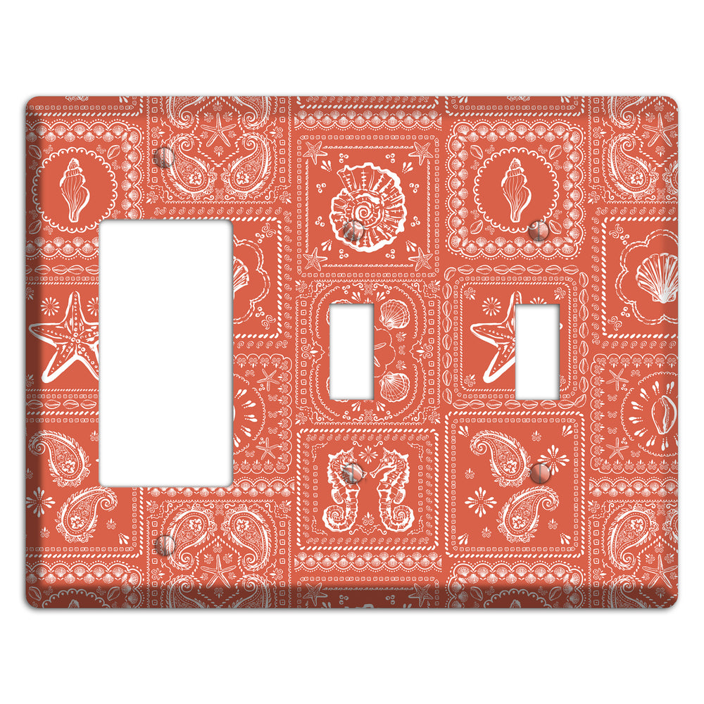 Terracotta Shell Patchwork Rocker / 2 Toggle Wallplate
