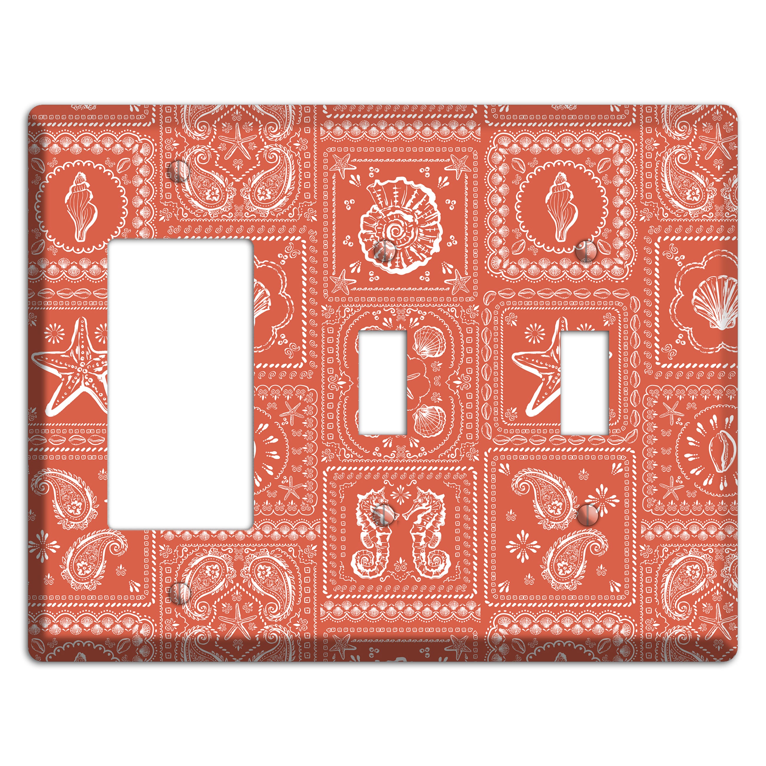 Terracotta Shell Patchwork Rocker / 2 Toggle Wallplate