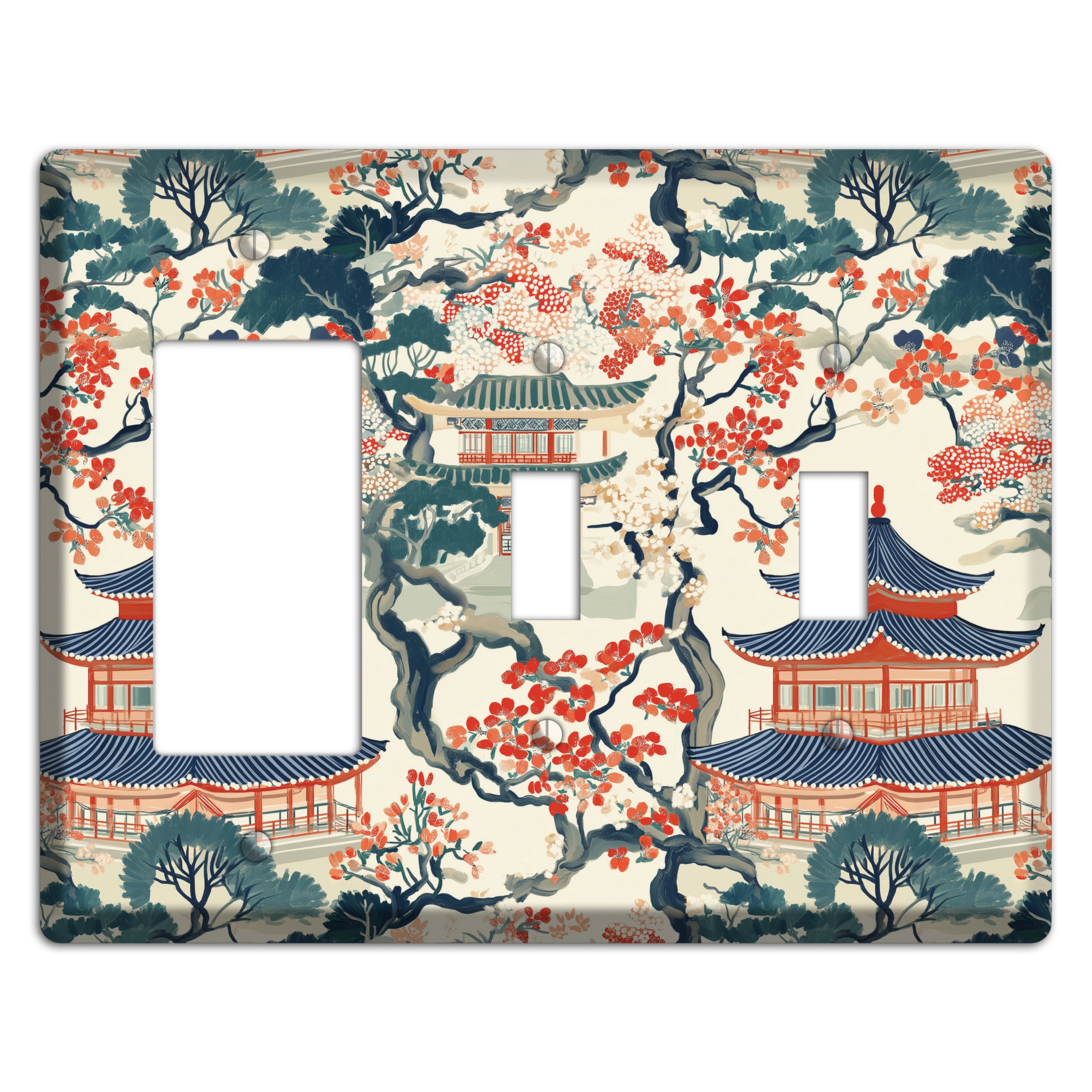 Blossom & Pagoda Rocker / 2 Toggle Wallplate