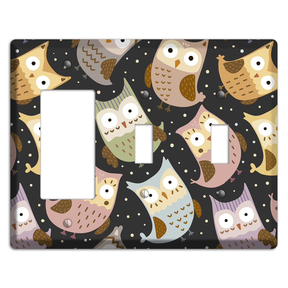 Sleepy Owls (Charcoal) Rocker / 2 Toggle Wallplate