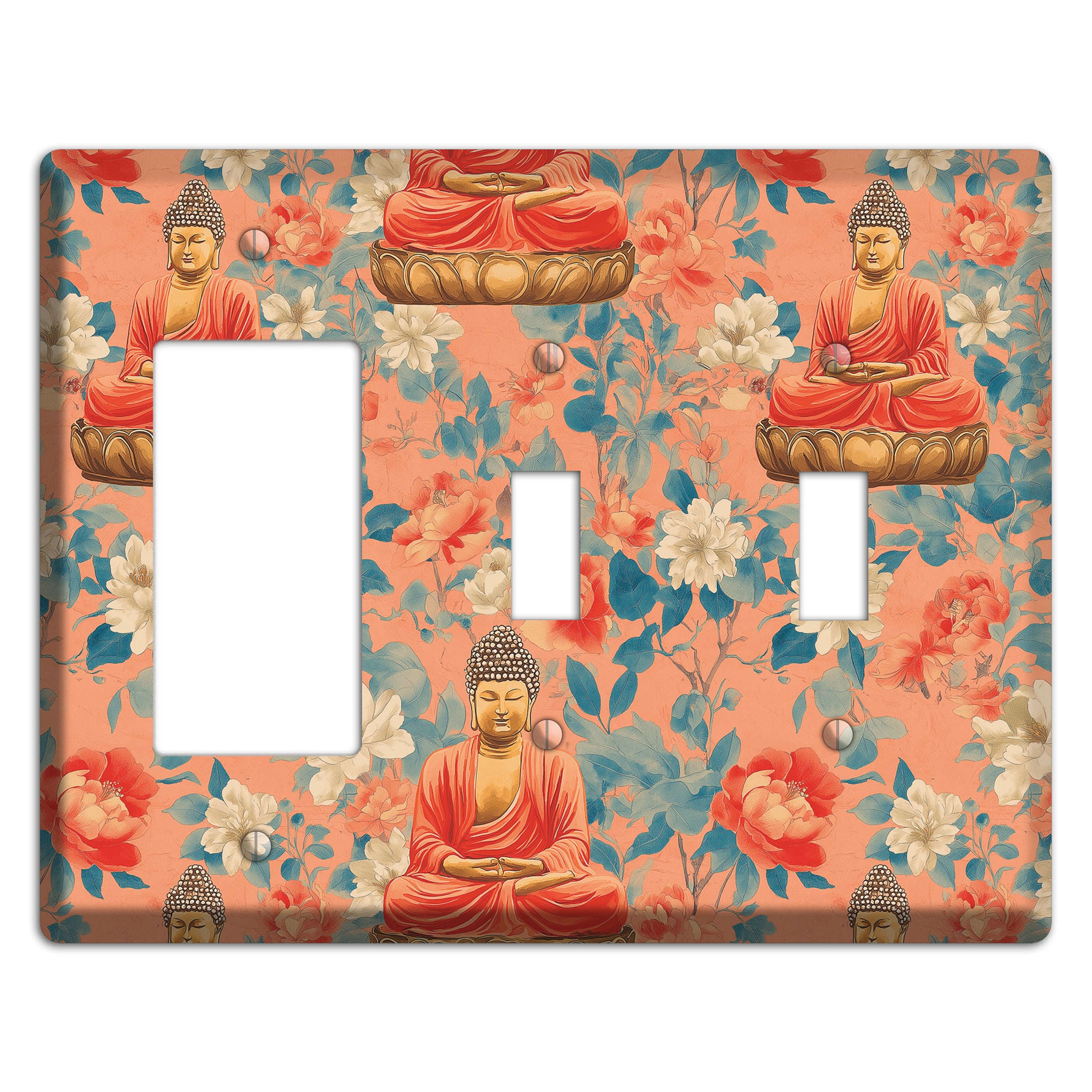 Lotus & Coral Rocker / 2 Toggle Wallplate