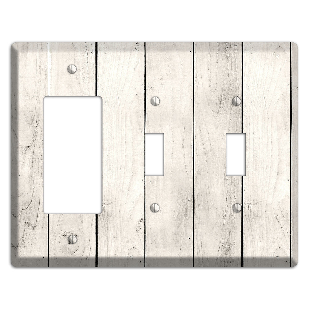 Whitewashed Planks Rocker / 2 Toggle Wallplate