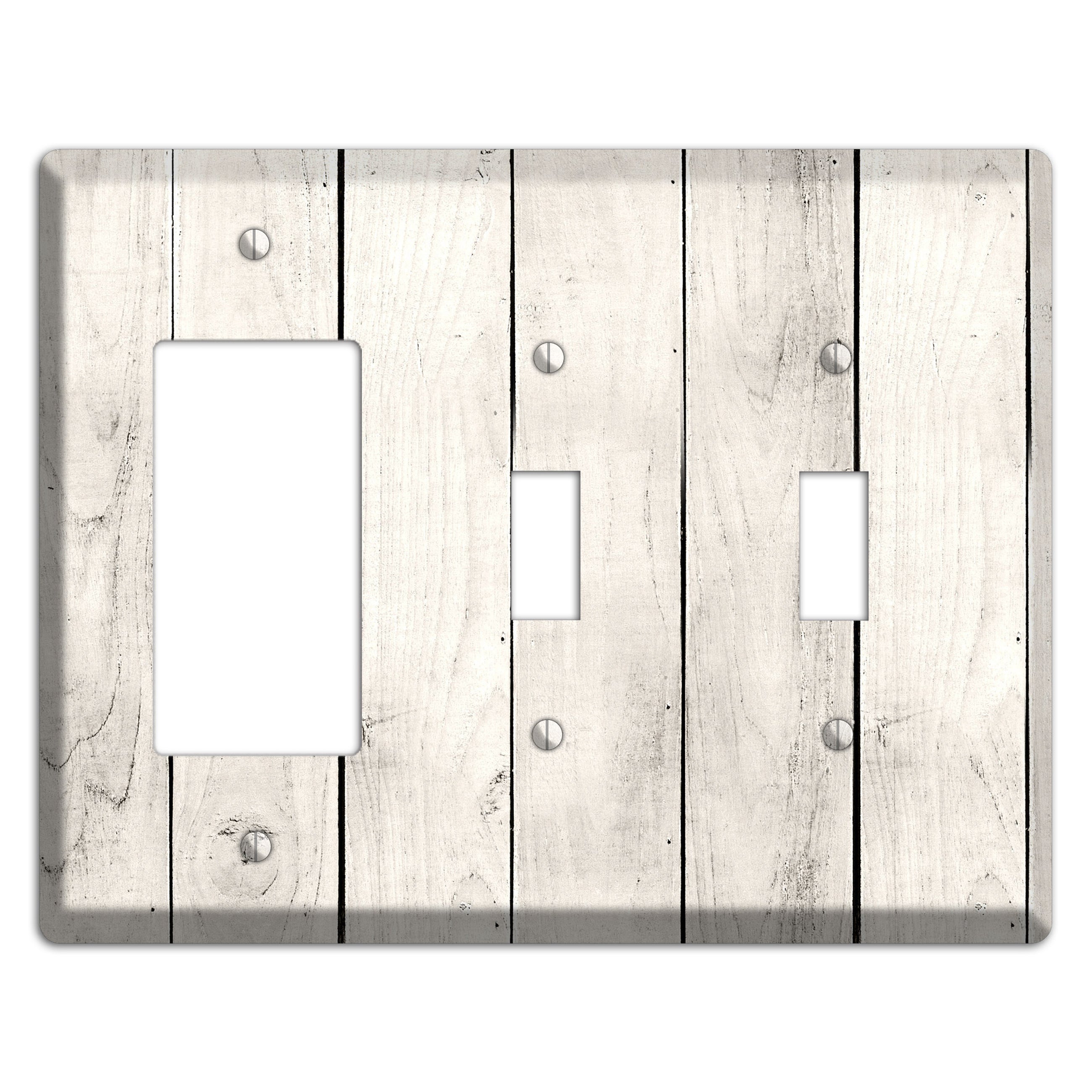 Whitewashed Planks Rocker / 2 Toggle Wallplate