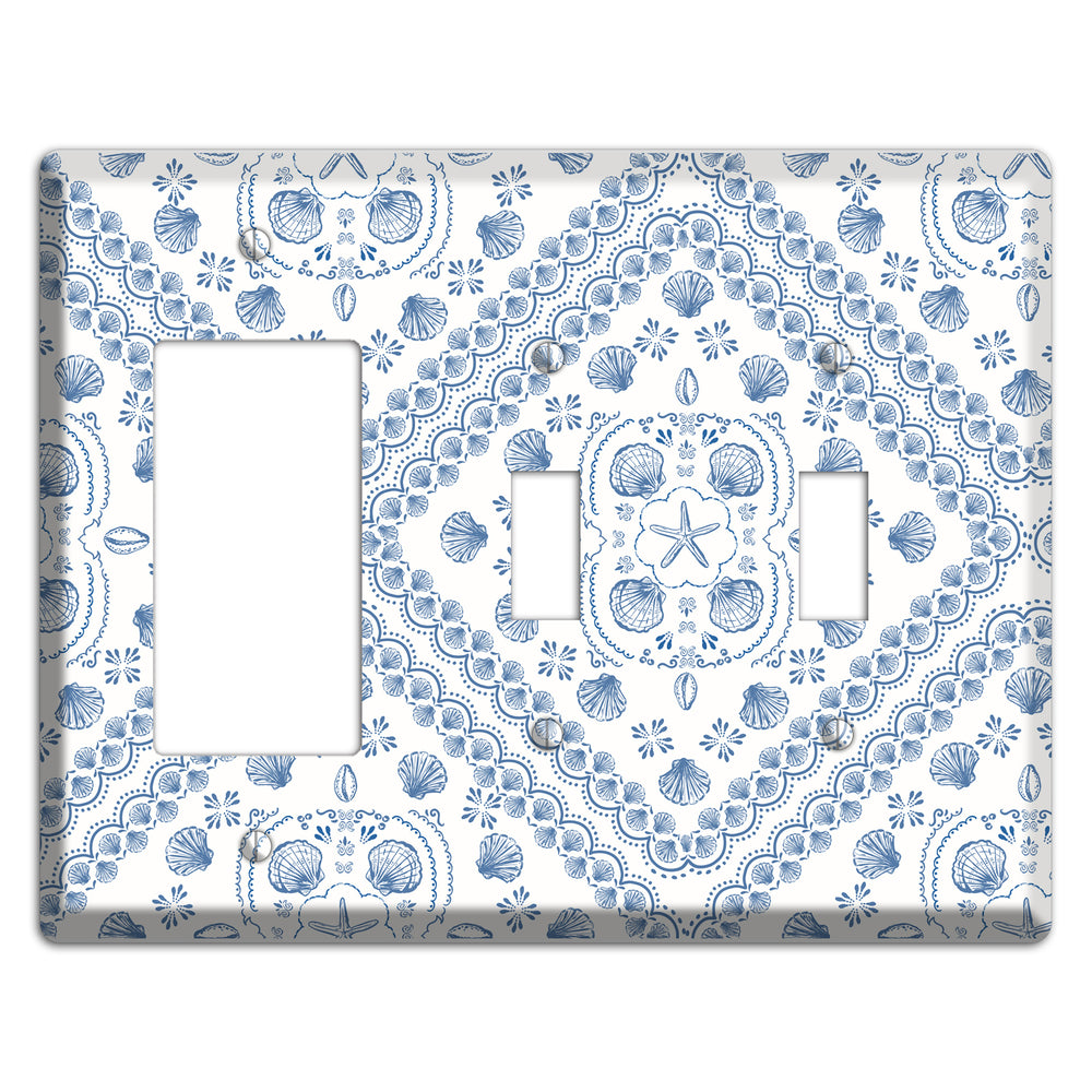 Azure Shell Damask Rocker / 2 Toggle Wallplate