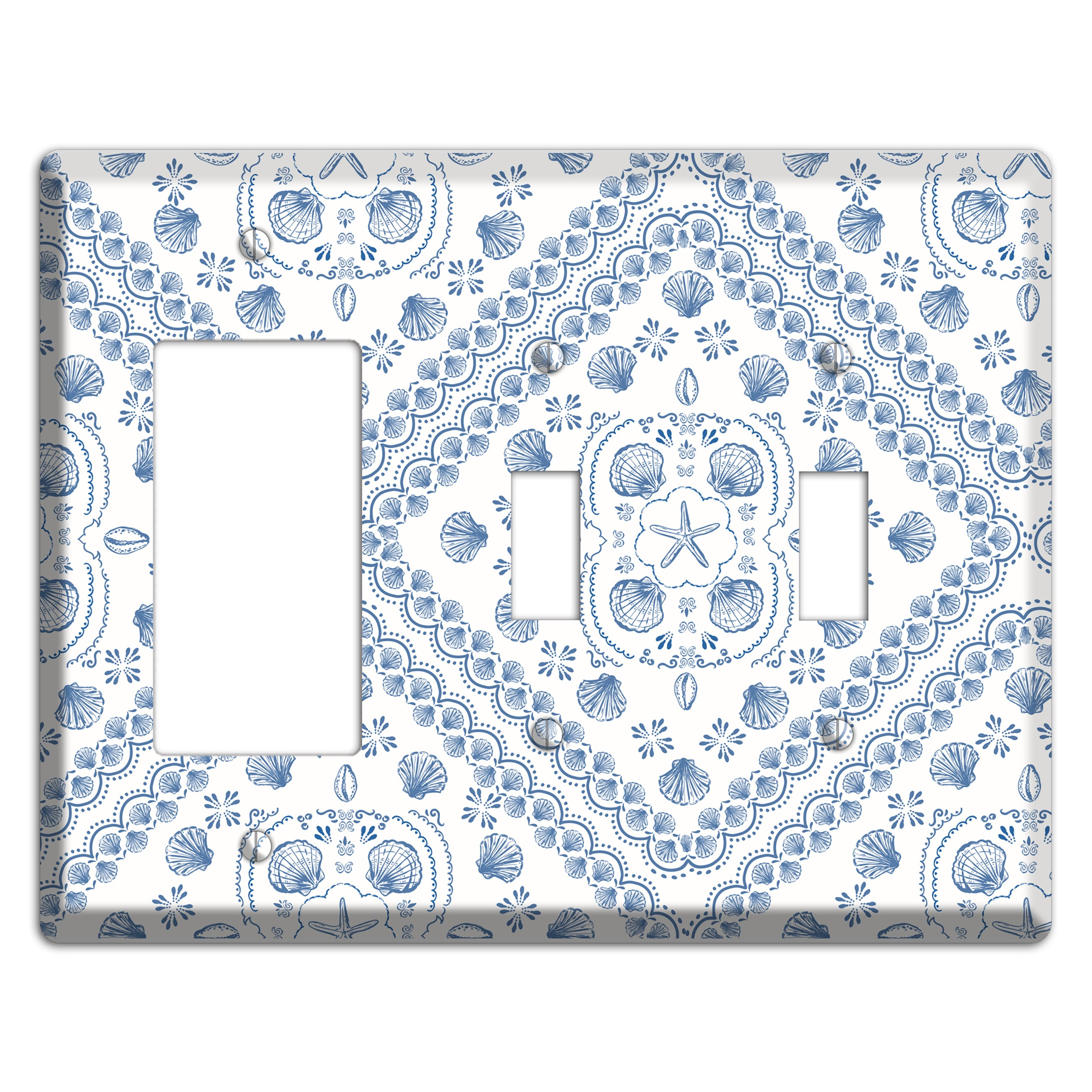 Azure Shell Damask Rocker / 2 Toggle Wallplate