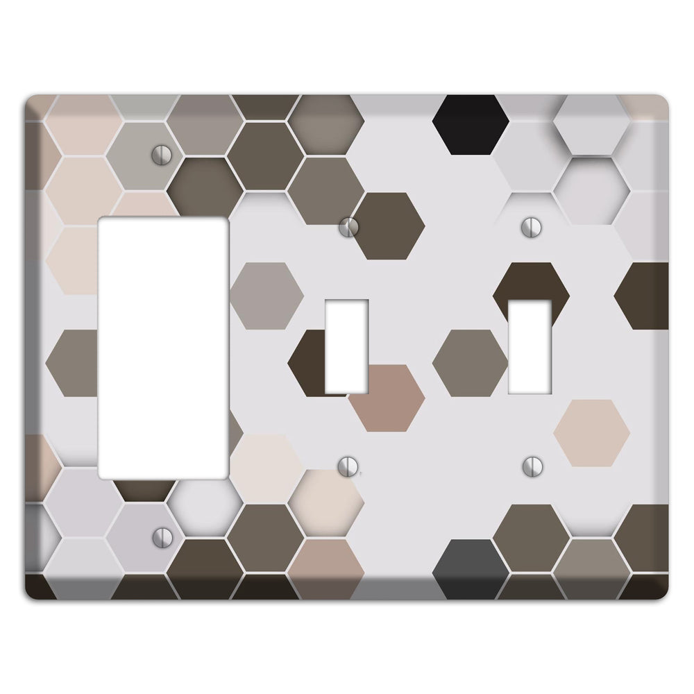 Hex Grid ‚Äì Cool Slate Rocker / 2 Toggle Wallplate