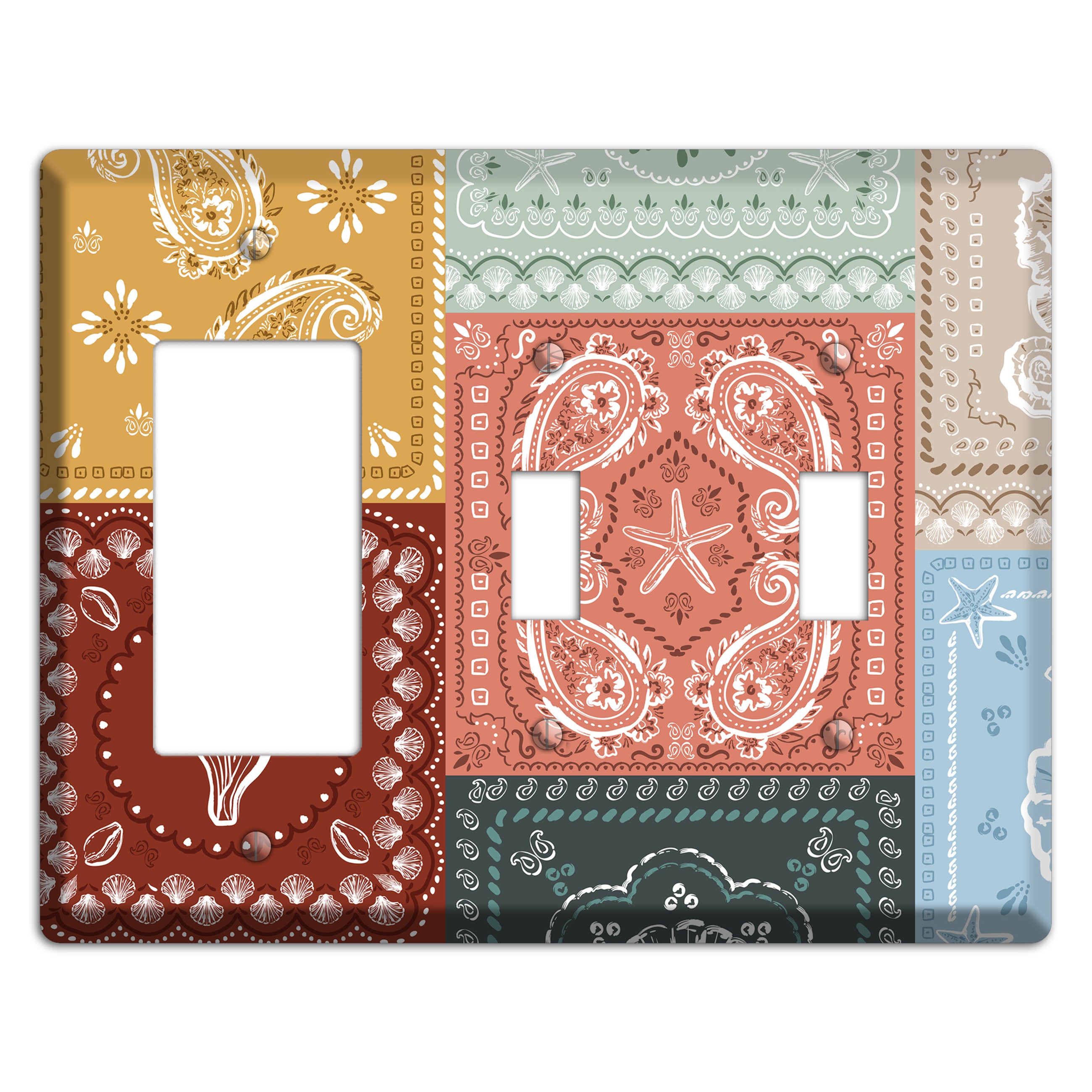 Patchwork Shore Reverie Rocker / 2 Toggle Wallplate