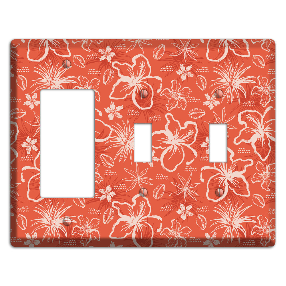 Coral Hibiscus Reverie Rocker / 2 Toggle Wallplate