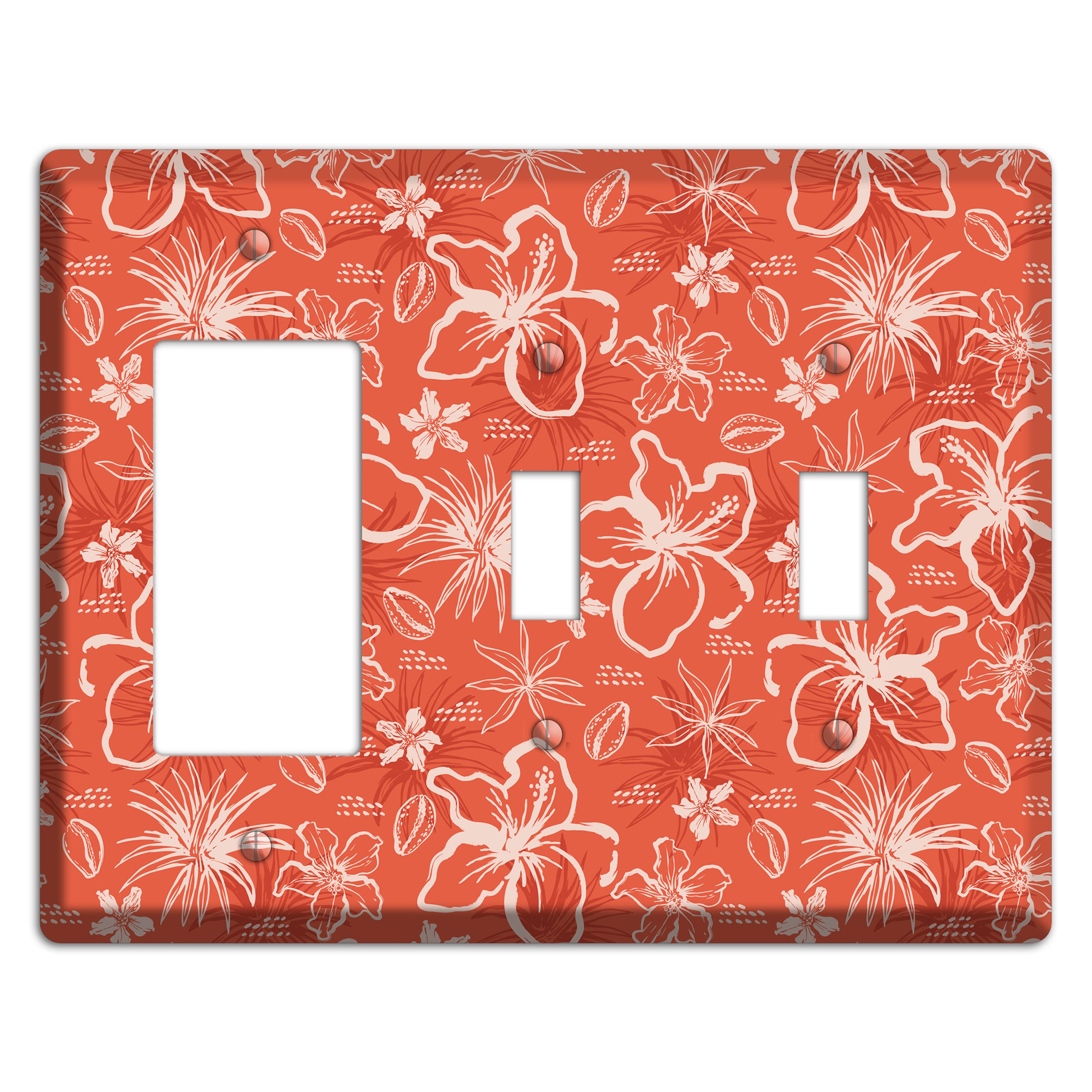 Coral Hibiscus Reverie Rocker / 2 Toggle Wallplate