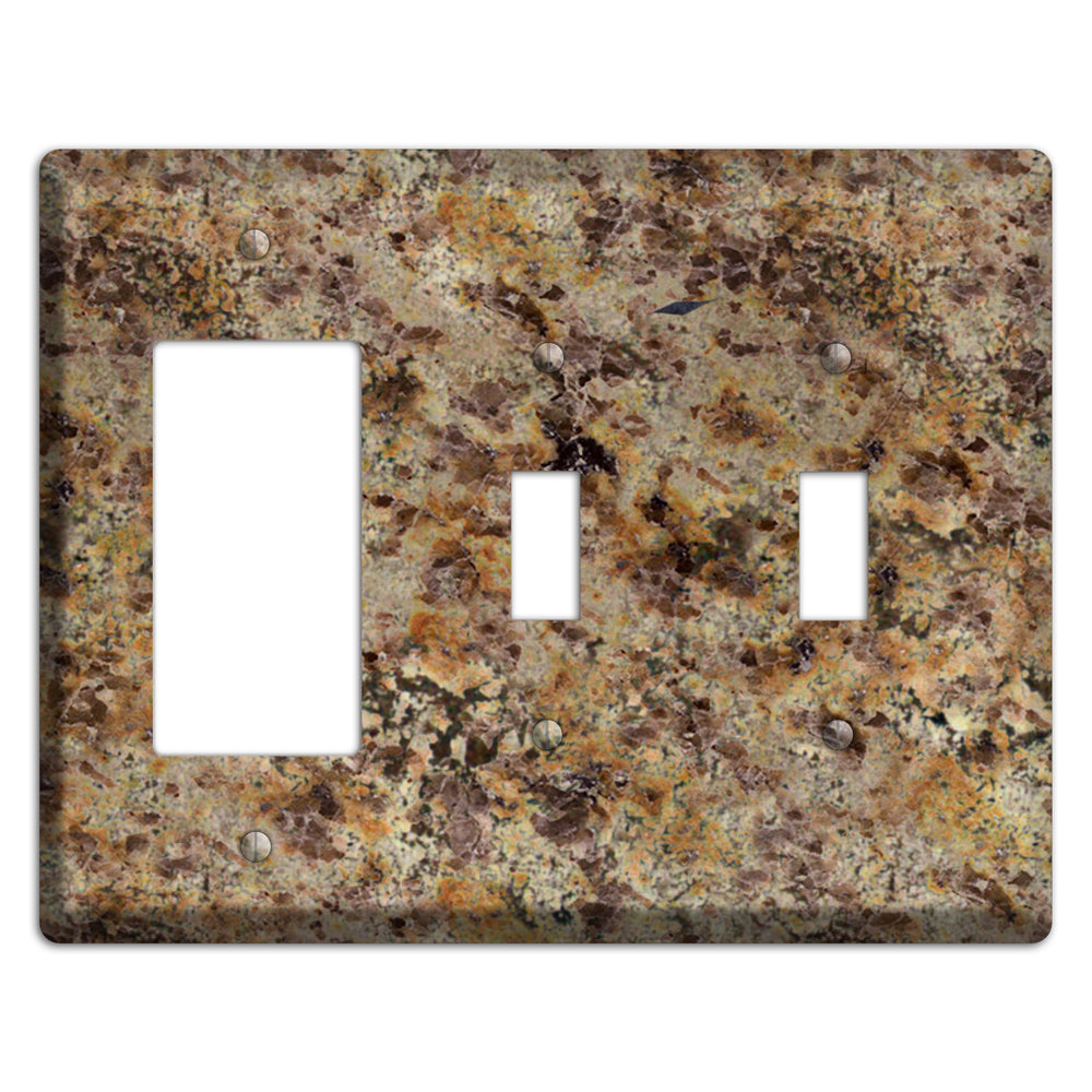 Golden Crystal Granite Rocker / 2 Toggle Wallplate