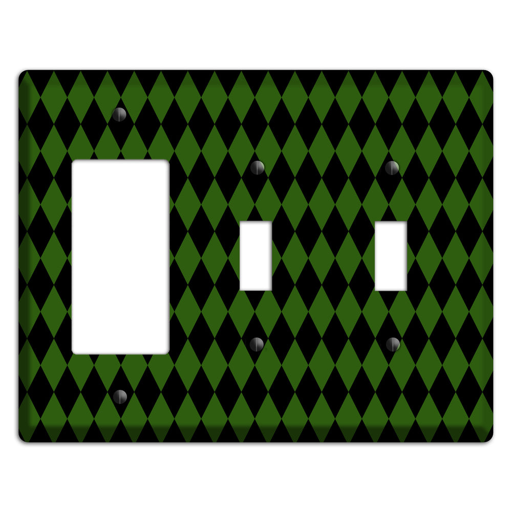 Jester's Diamonds: Green Rocker / 2 Toggle Wallplate