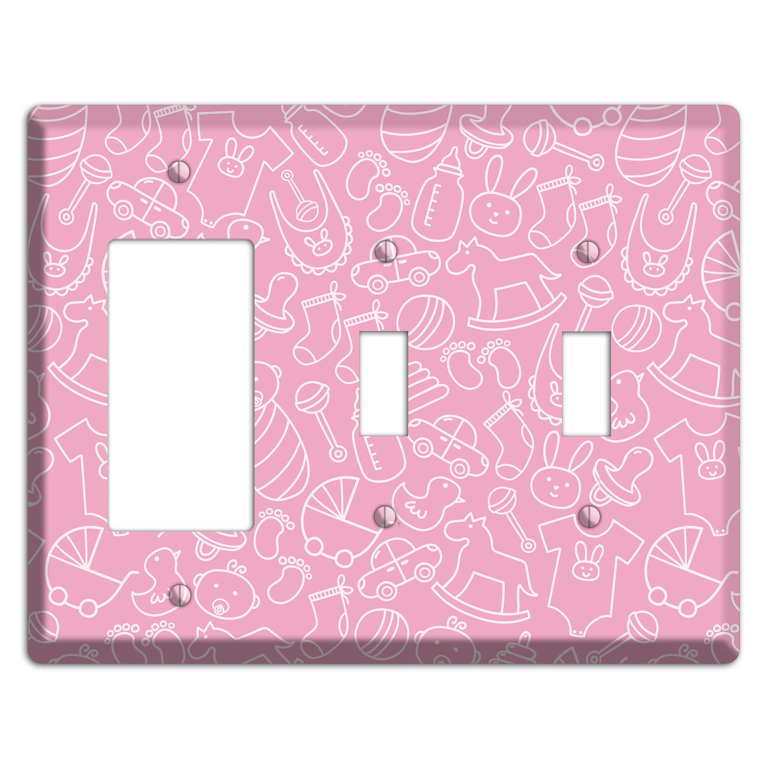 Line Art Baby Pink Rocker / 2 Toggle Wallplate
