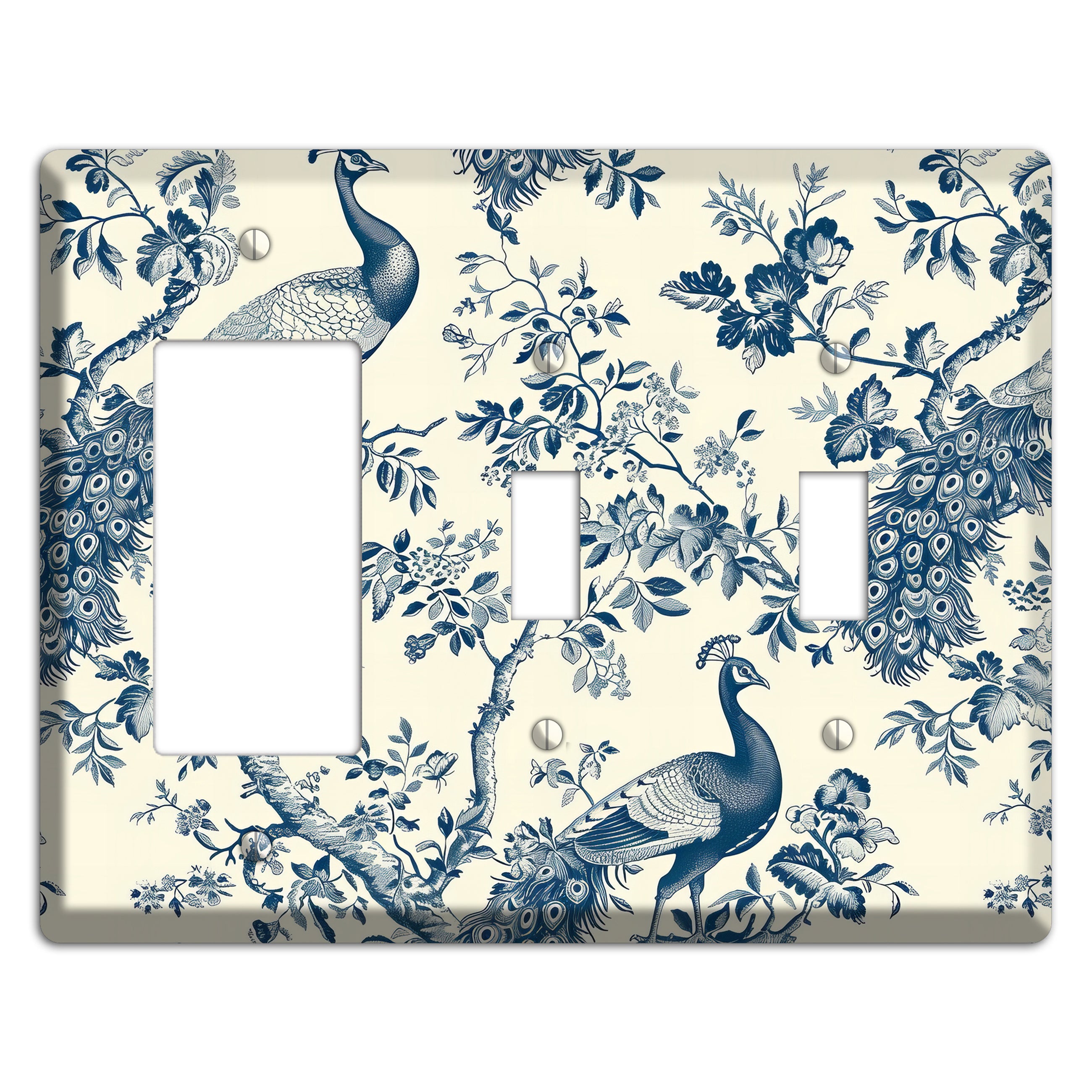 Peacock Court Rocker / 2 Toggle Wallplate