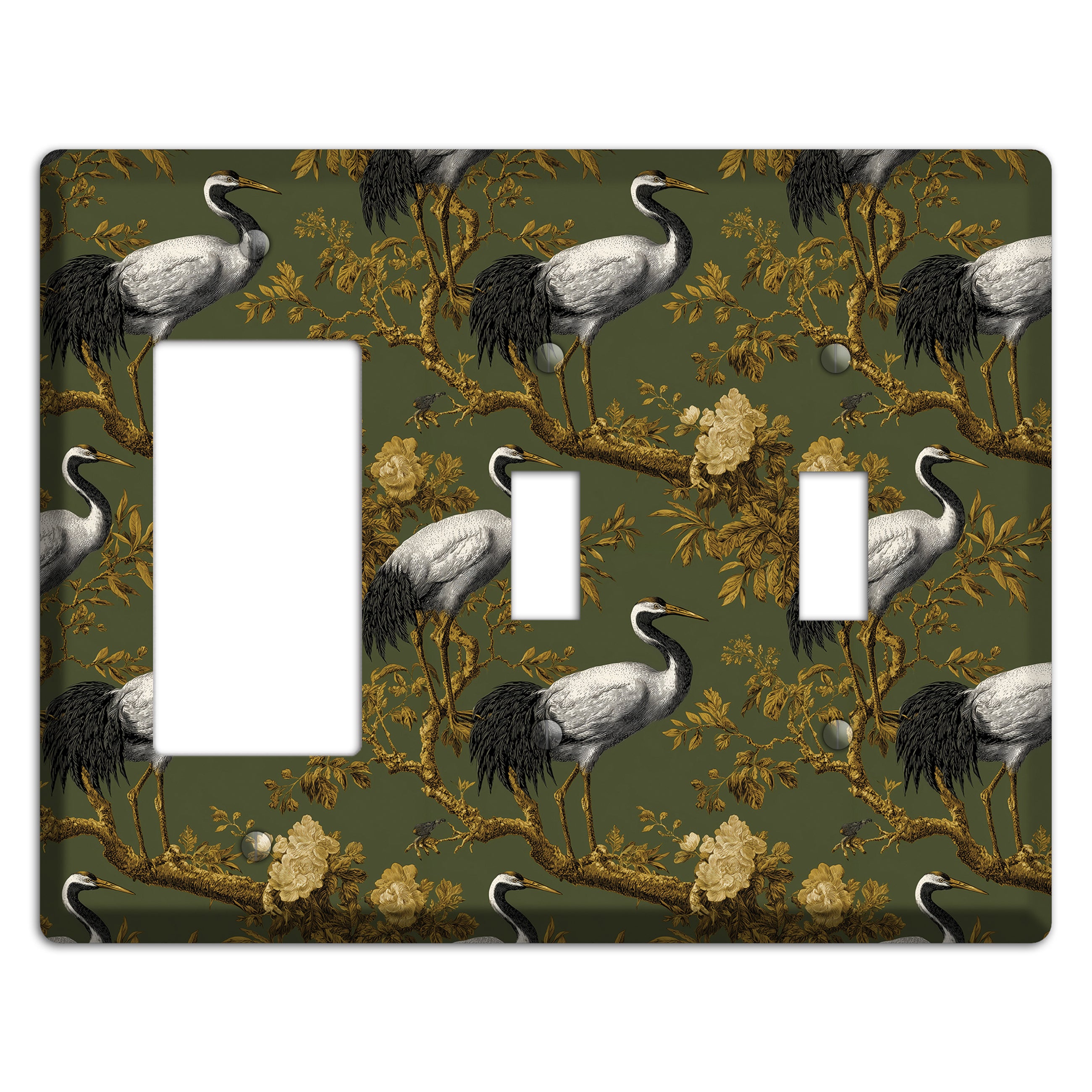 Olive Toile Sanctuary Rocker / 2 Toggle Wallplate