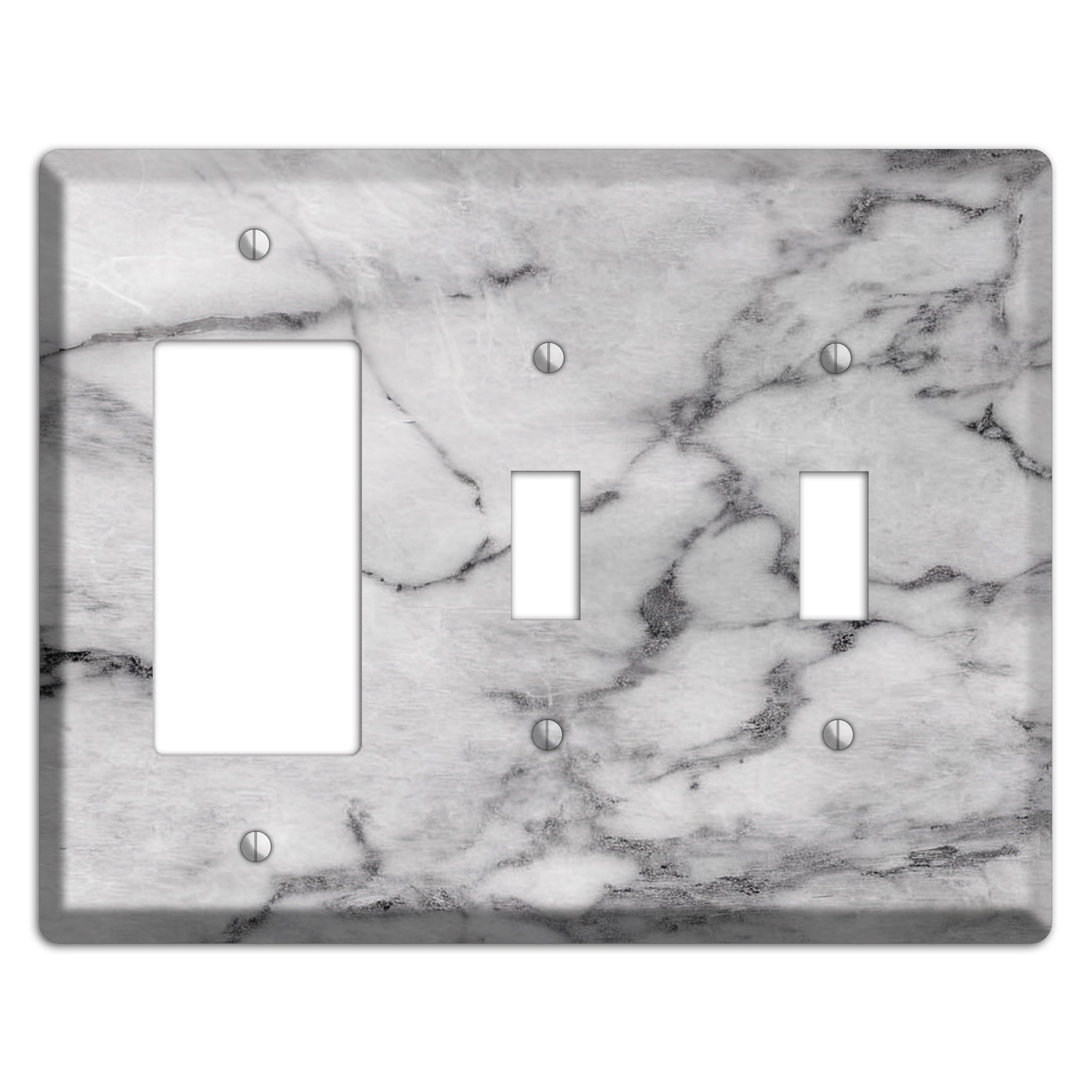 Gray and White Marble Rocker / 2 Toggle Wallplate