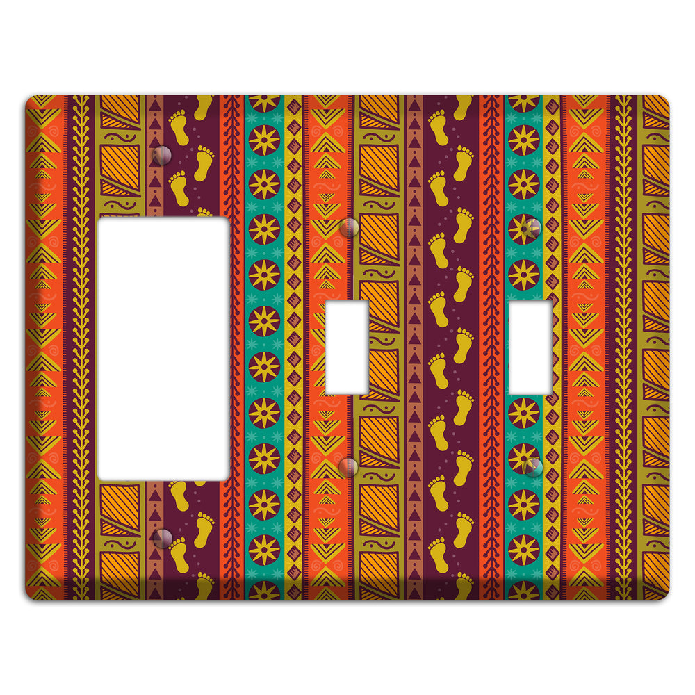 Tribal Footsteps Rocker / 2 Toggle Wallplate