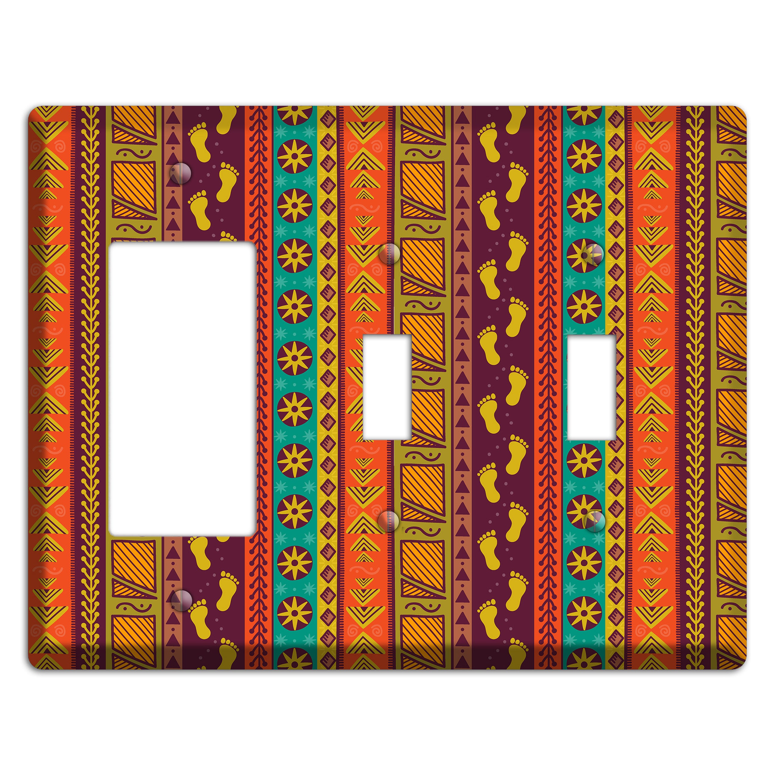 Tribal Footsteps Rocker / 2 Toggle Wallplate