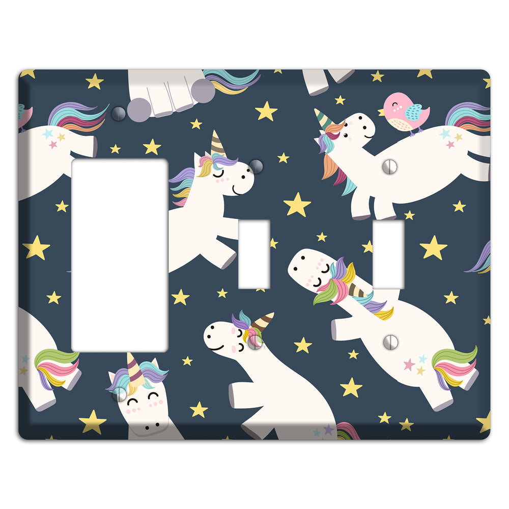Dreamy Night Unicorns Rocker / 2 Toggle Wallplate