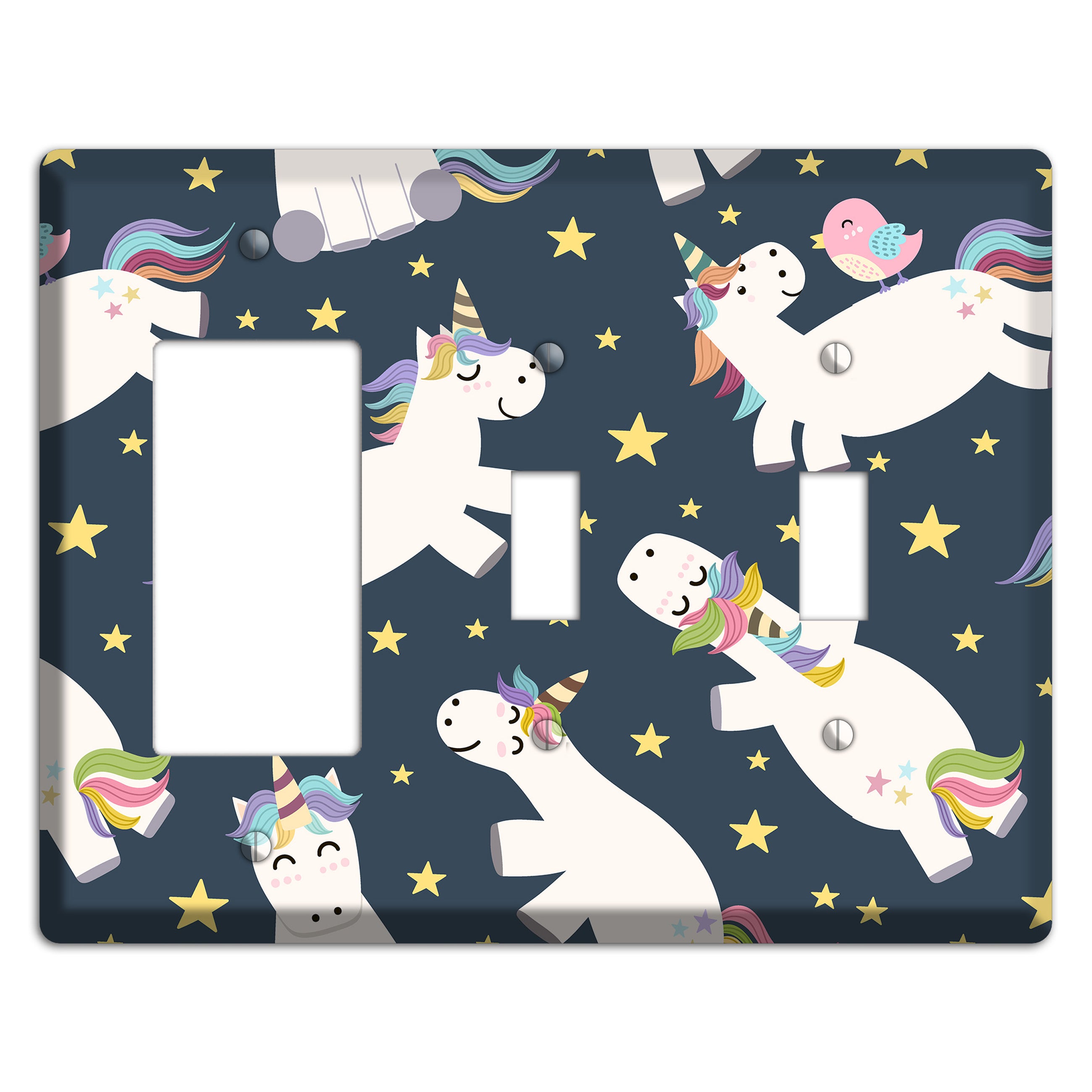 Dreamy Night Unicorns Rocker / 2 Toggle Wallplate