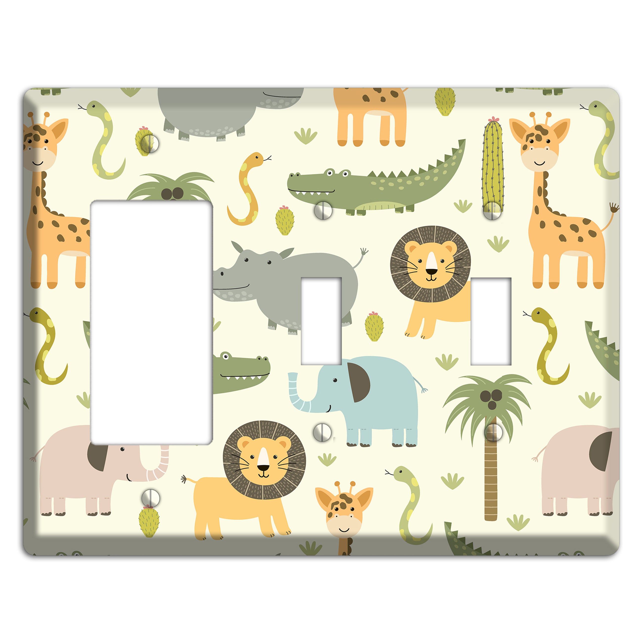 Jungle Friends (Cream) Rocker / 2 Toggle Wallplate